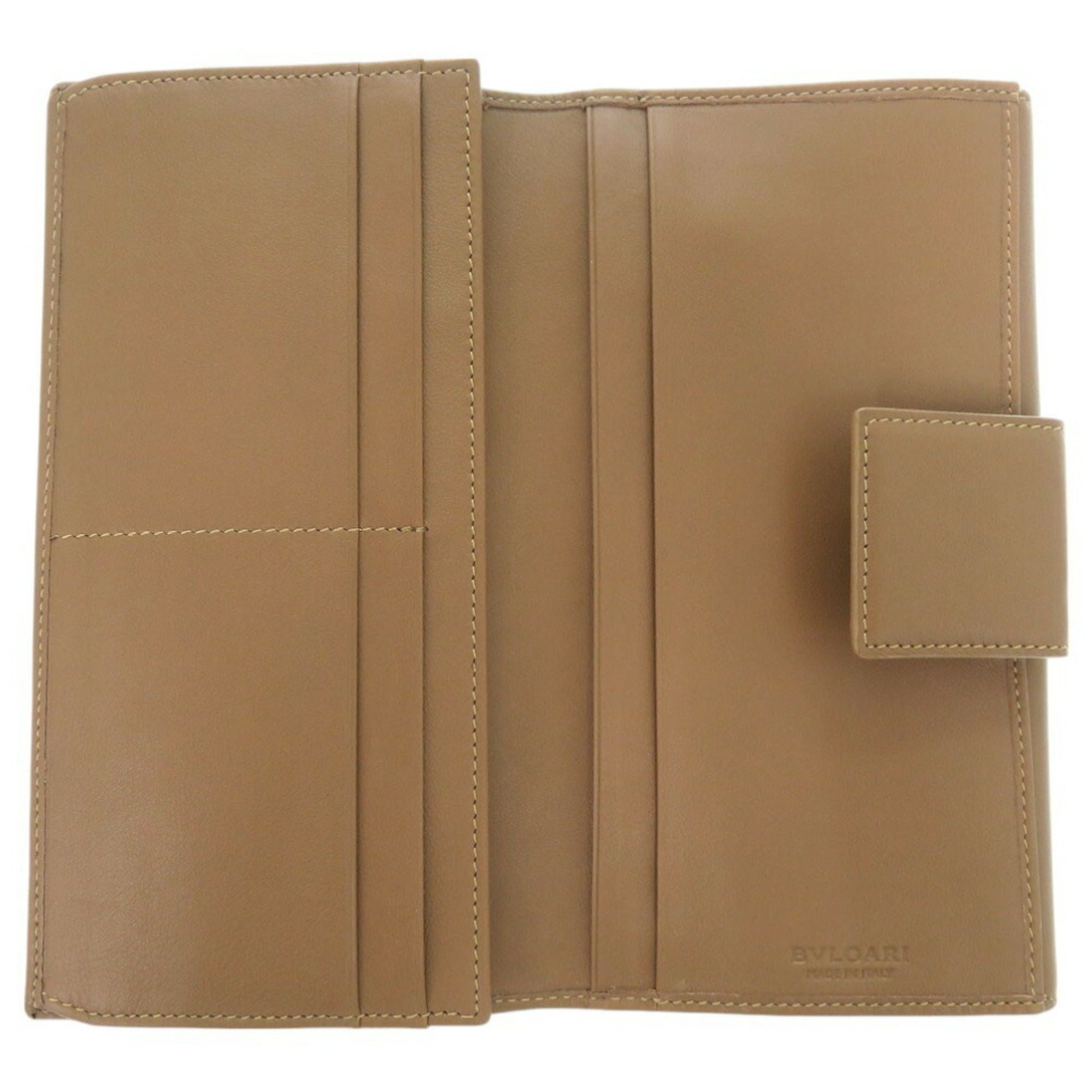Bvlgari Brown Leather Long Wallet (Bi-Fold) (Pre-Owned)