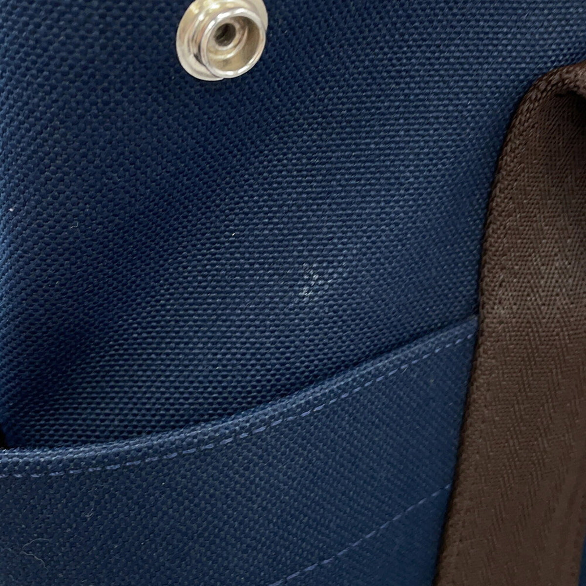 Hermes Kara Feu Navy Toile Chevron Canvas Handbag (Pre-Owned)