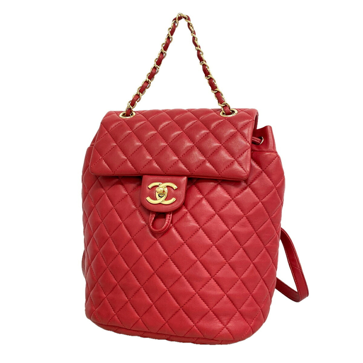 Chanel Red Color Leather Backpack (Pre-Owned)