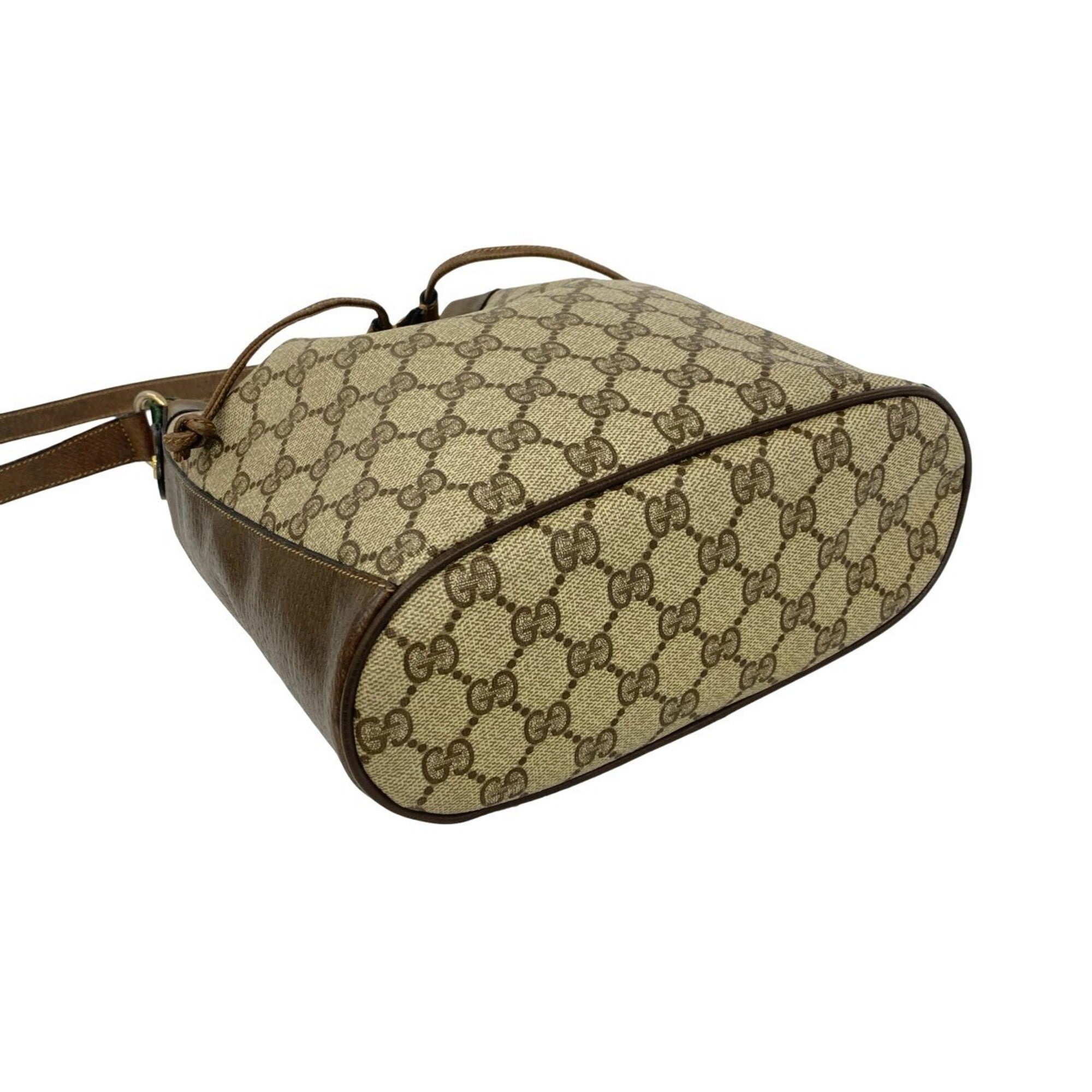 Gucci Brown Green Red Color Leather Pvc Shoulder Bag (Pre-Owned)