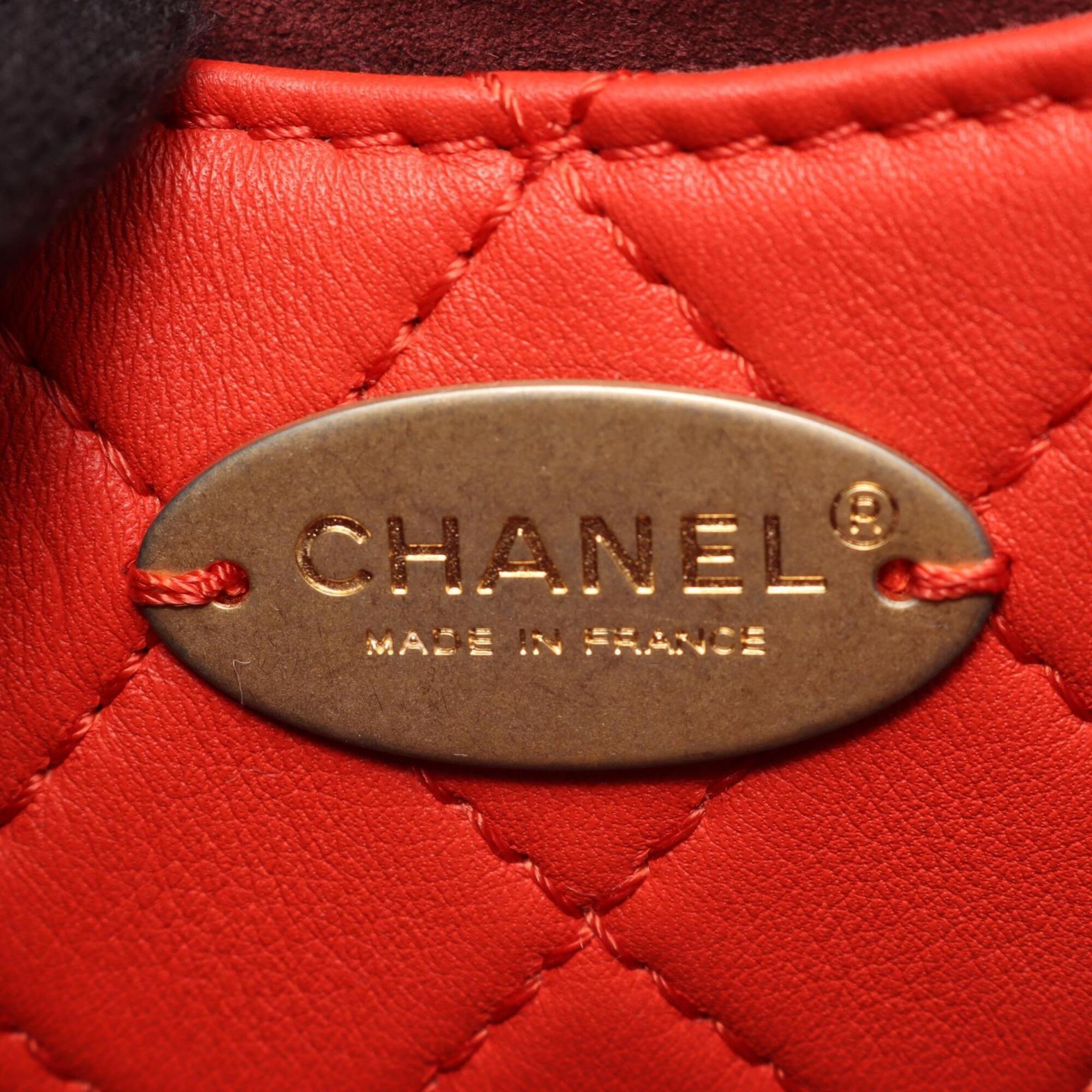 Chanel Matelasse Red Color Leather Handbag Shoulder Bag (Pre-Owned)