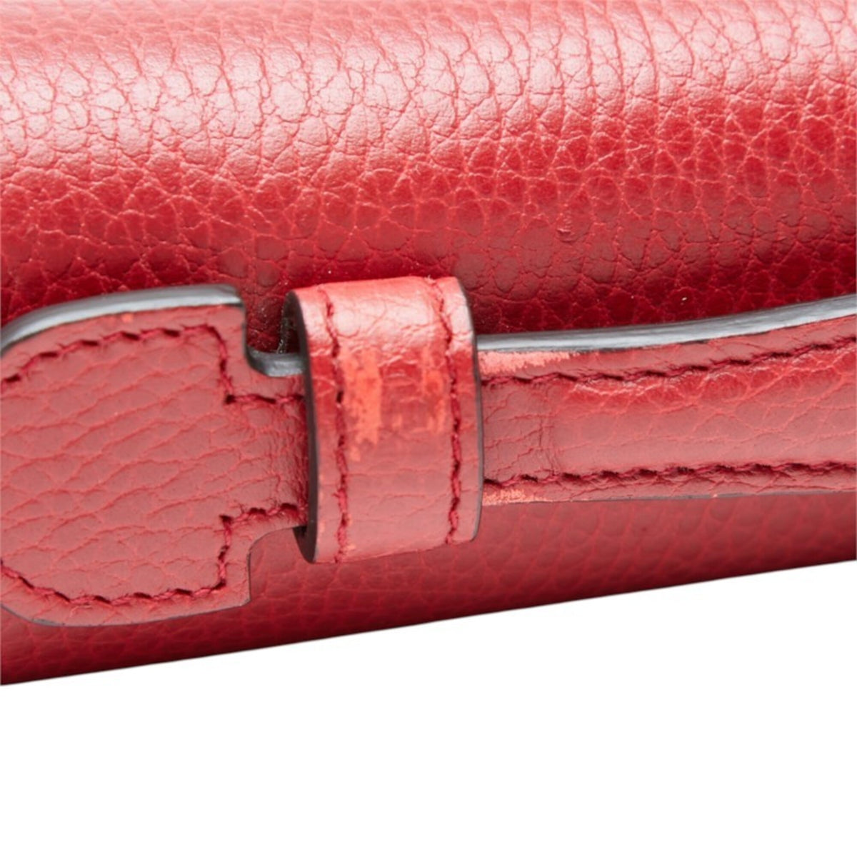 Gucci Red Color Leather Handbag Shoulder Bag (Pre-Owned)