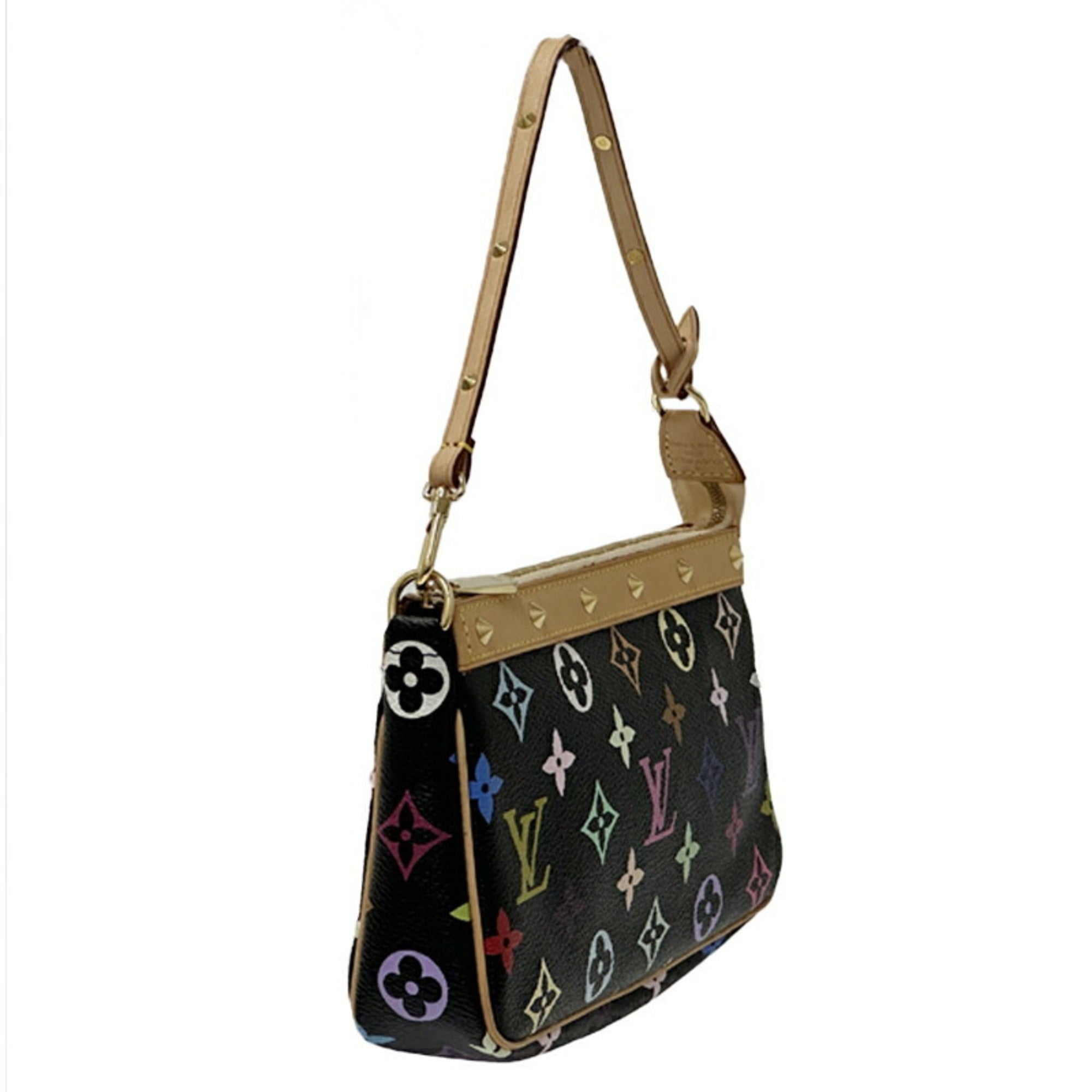 Louis Vuitton Multi-Color Noir Monogram Multicolore Handbag Pochette (Pre-Owned)
