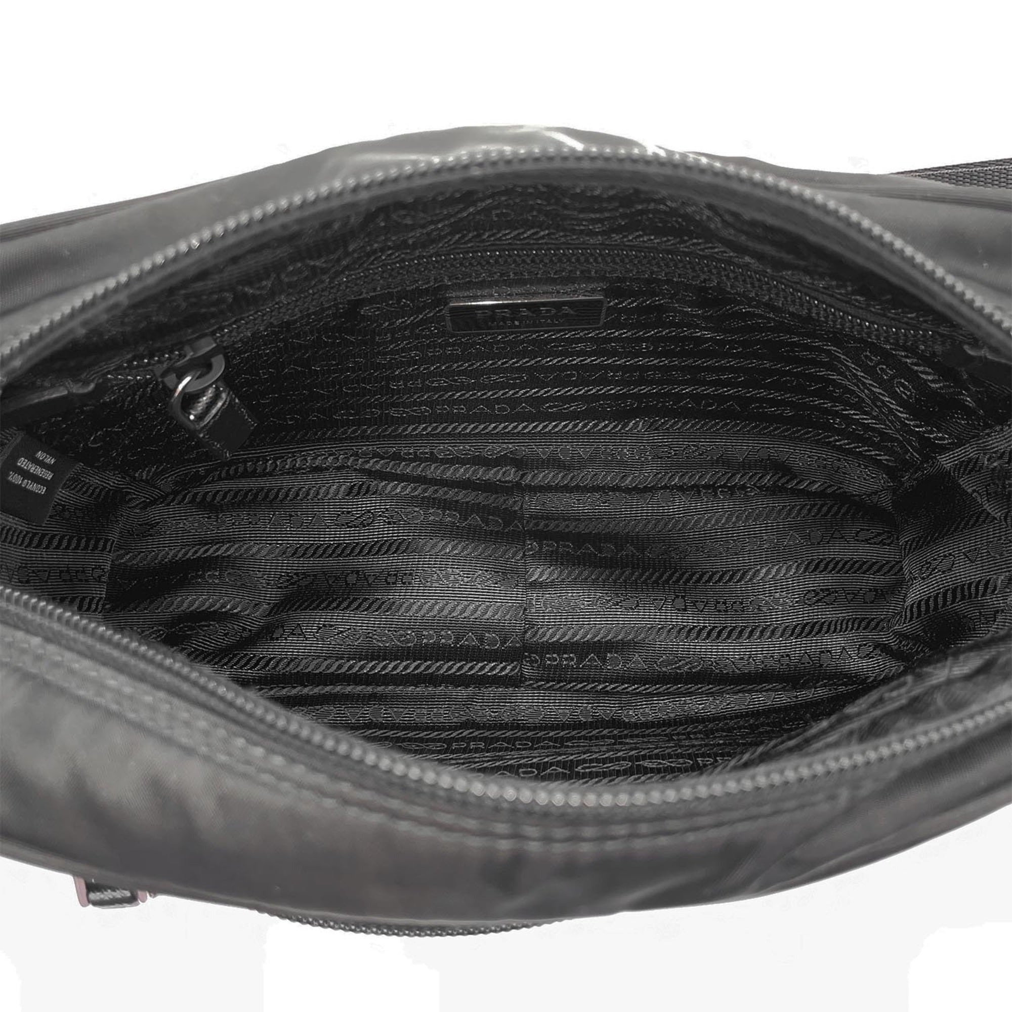 Prada Black Nylon Leather Metal Shoulder Bag (Pre-Owned)