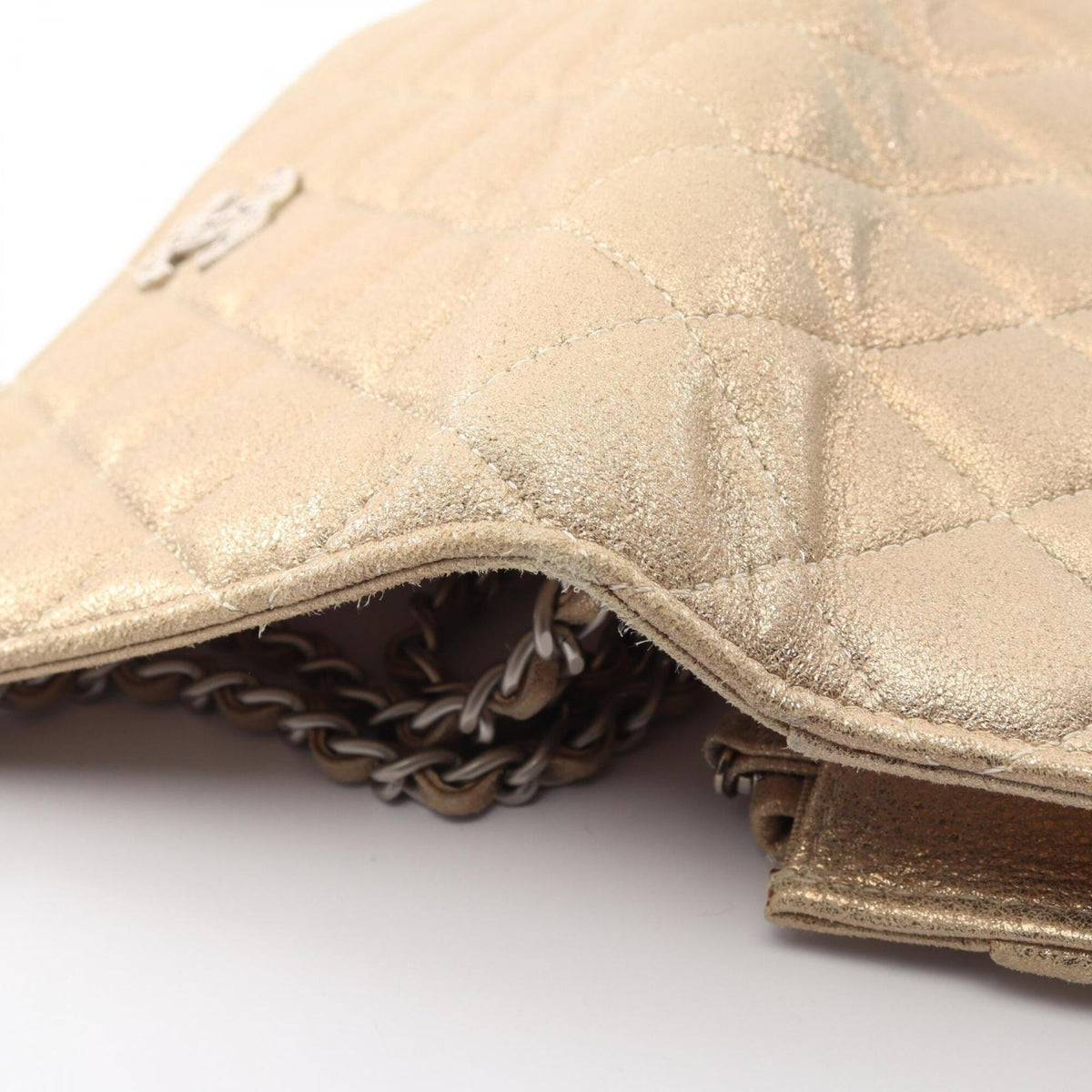 Chanel Gold Leather Handbag Shoulder Bag (Pre-Owned)