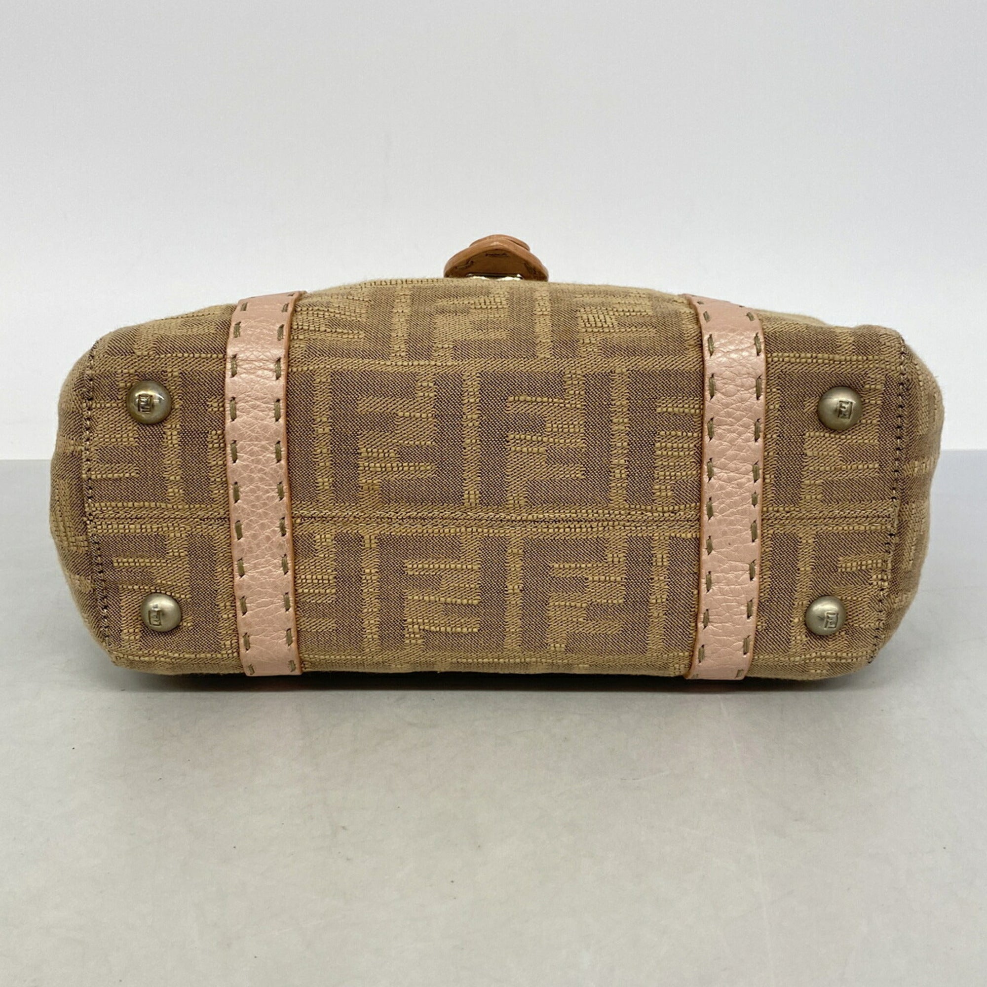Fendi Brown Pink Canvas Handbag (Pre-Owned)
