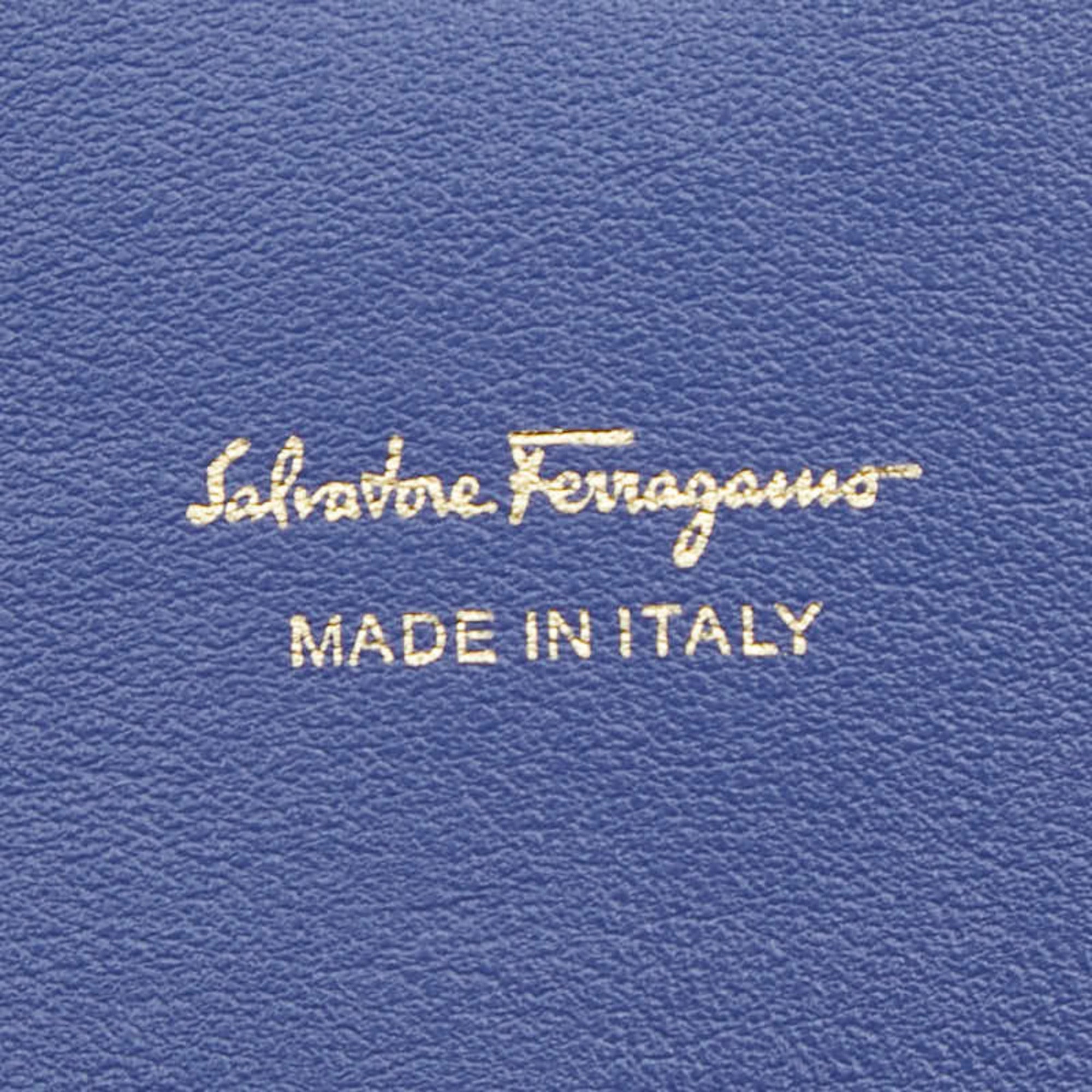Salvatore Ferragamo Light Blue Leather Long Wallet (Bi-Fold) (Pre-Owned)