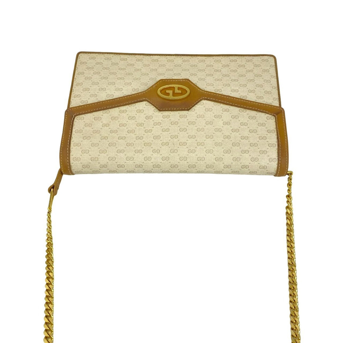 Gucci Beige Brown Leather Pvc Shoulder Bag (Pre-Owned)