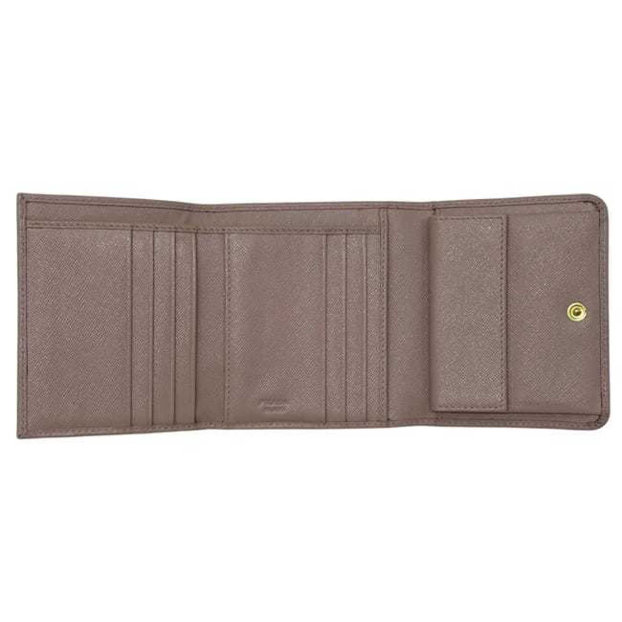 Prada Beige Saffiano Triangle Wallet (Tri-Fold) (Pre-Owned)
