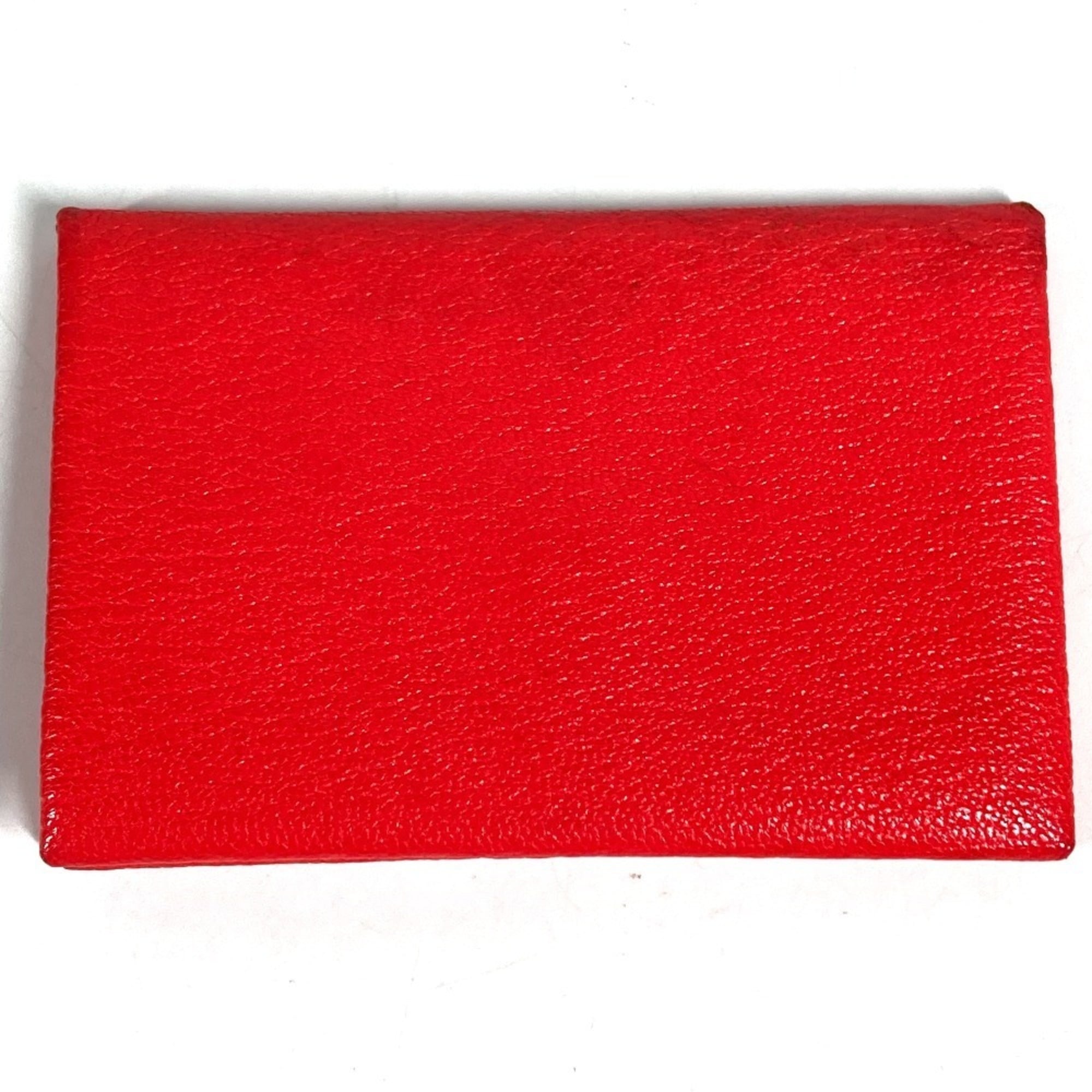 Hermes Beige Red Color Chevre Leather Coin Purse/Coin Case (Pre-Owned)