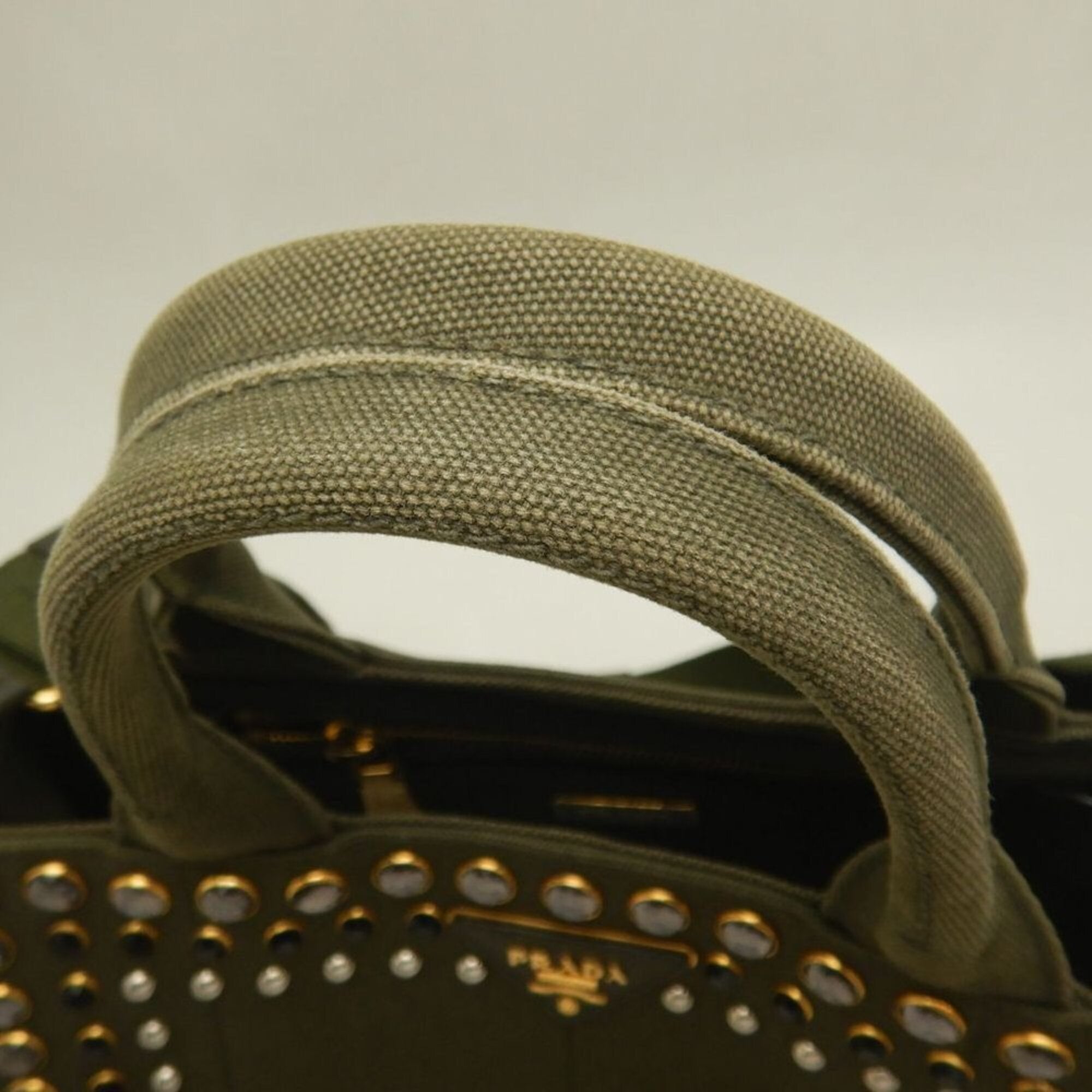 Prada Green Khaki Canvas Tote Bag (Pre-Owned)