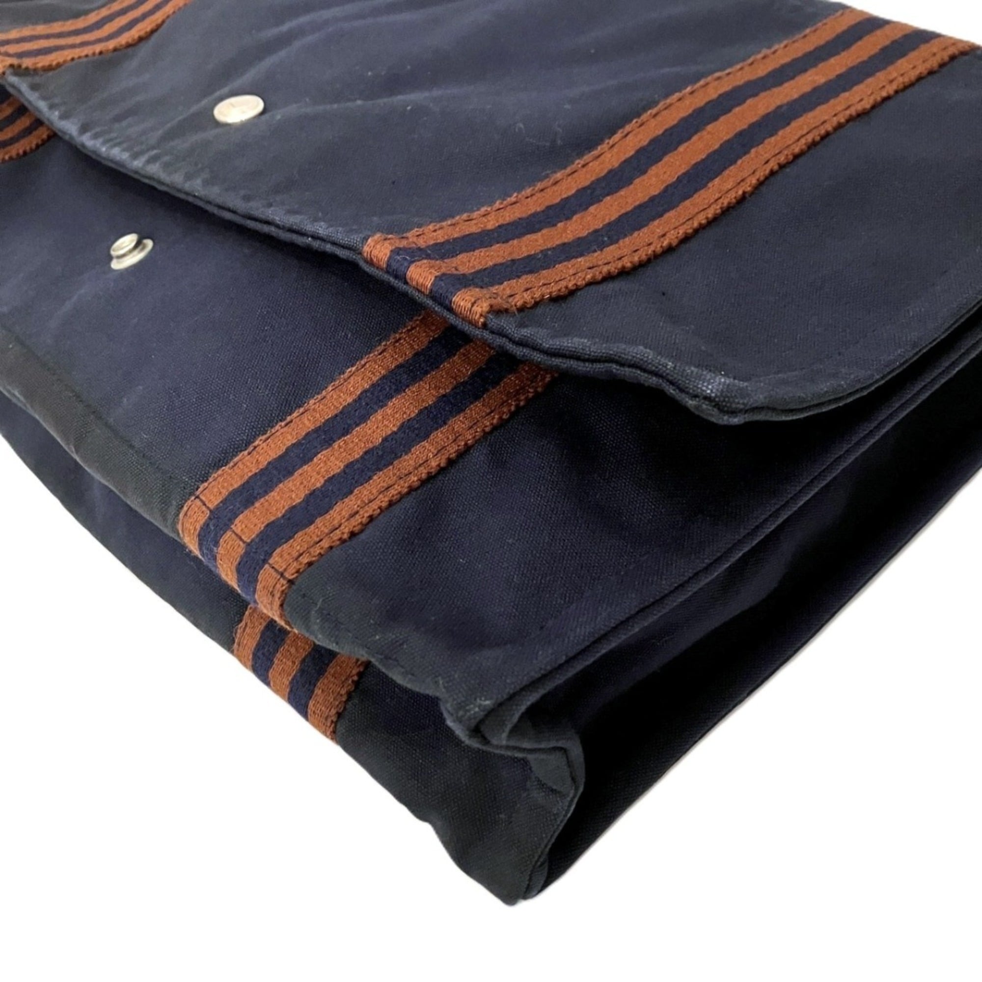 Hermes Fourre Tout Navy Canvas Tote Bag (Pre-Owned)