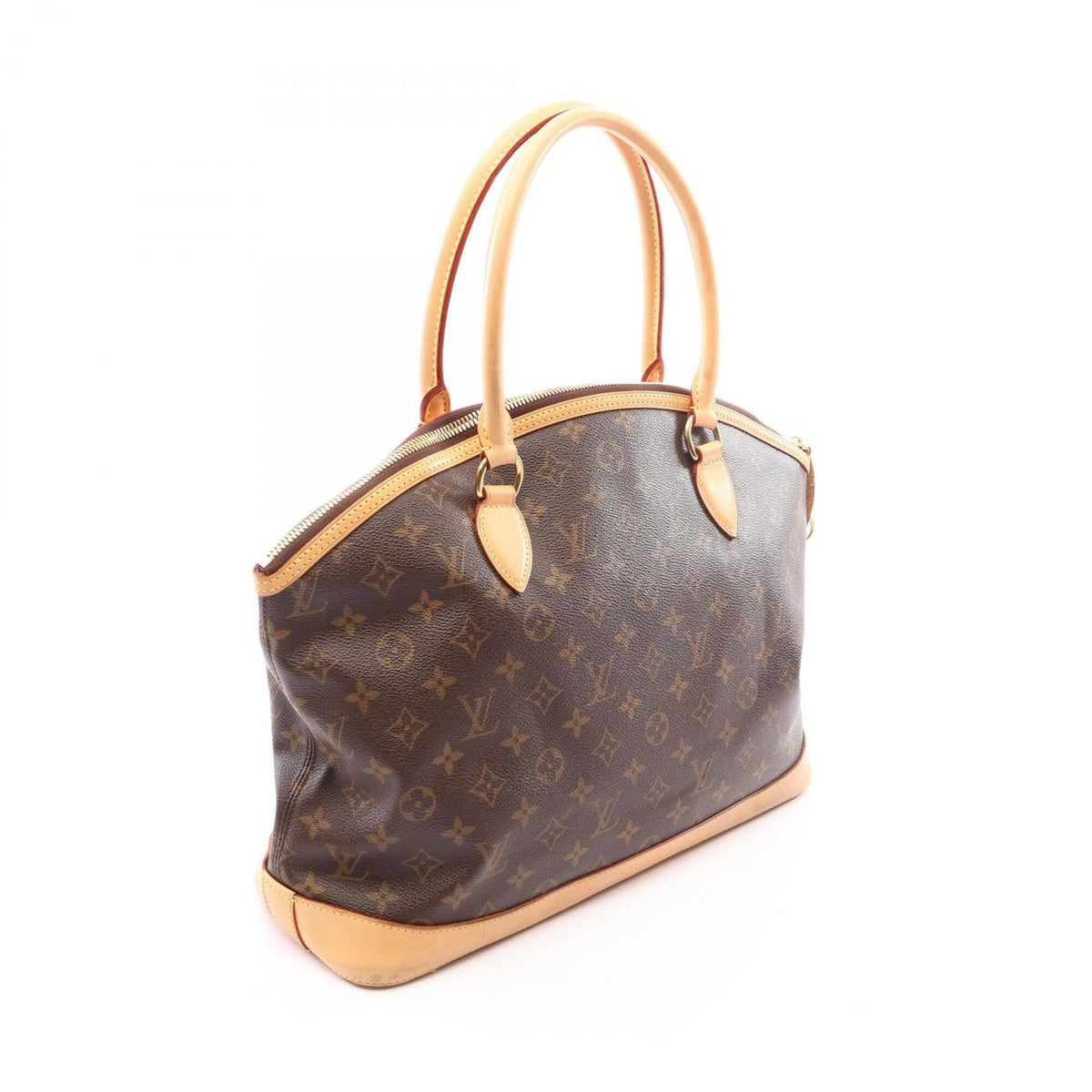 Louis Vuitton Brown Monogram Coated Canvas Leather Handbag Tote Bag (Pre-Owned)