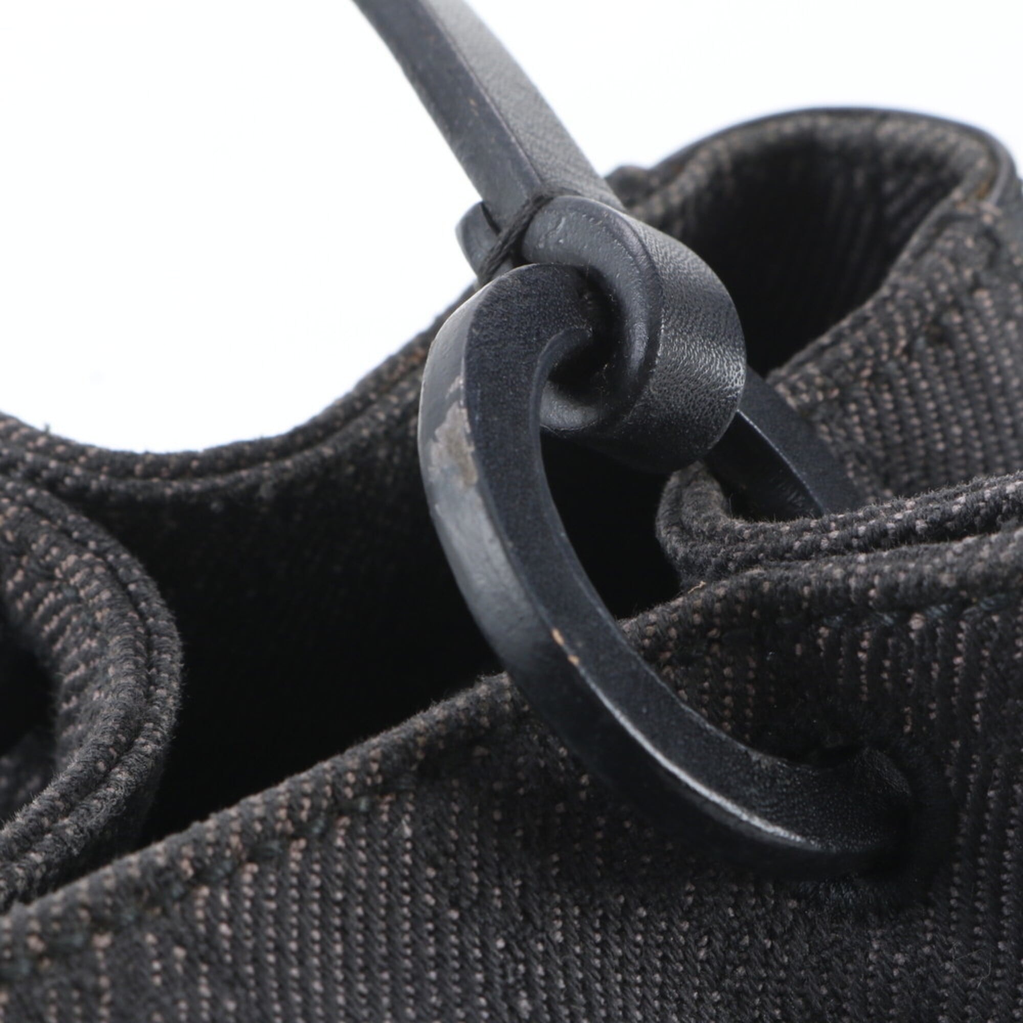 Gucci Black Leather Canvas Handbag Pouch (Pre-Owned)
