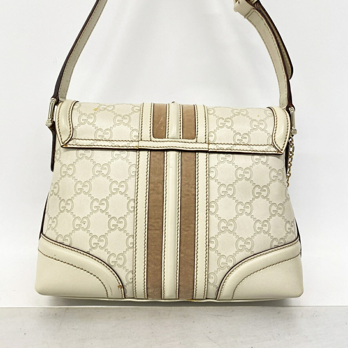 Gucci Ivory Leather Shoulder Bag (Pre-Owned)