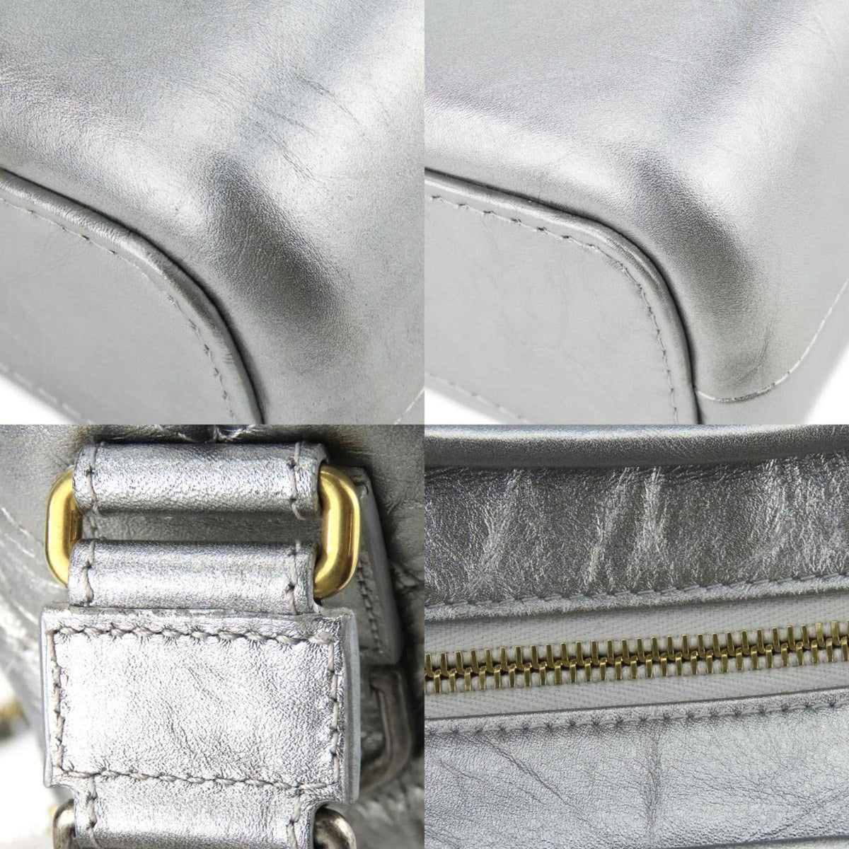 Chanel Metallic Silver Leather Shoulder Bag (Pre-Owned)