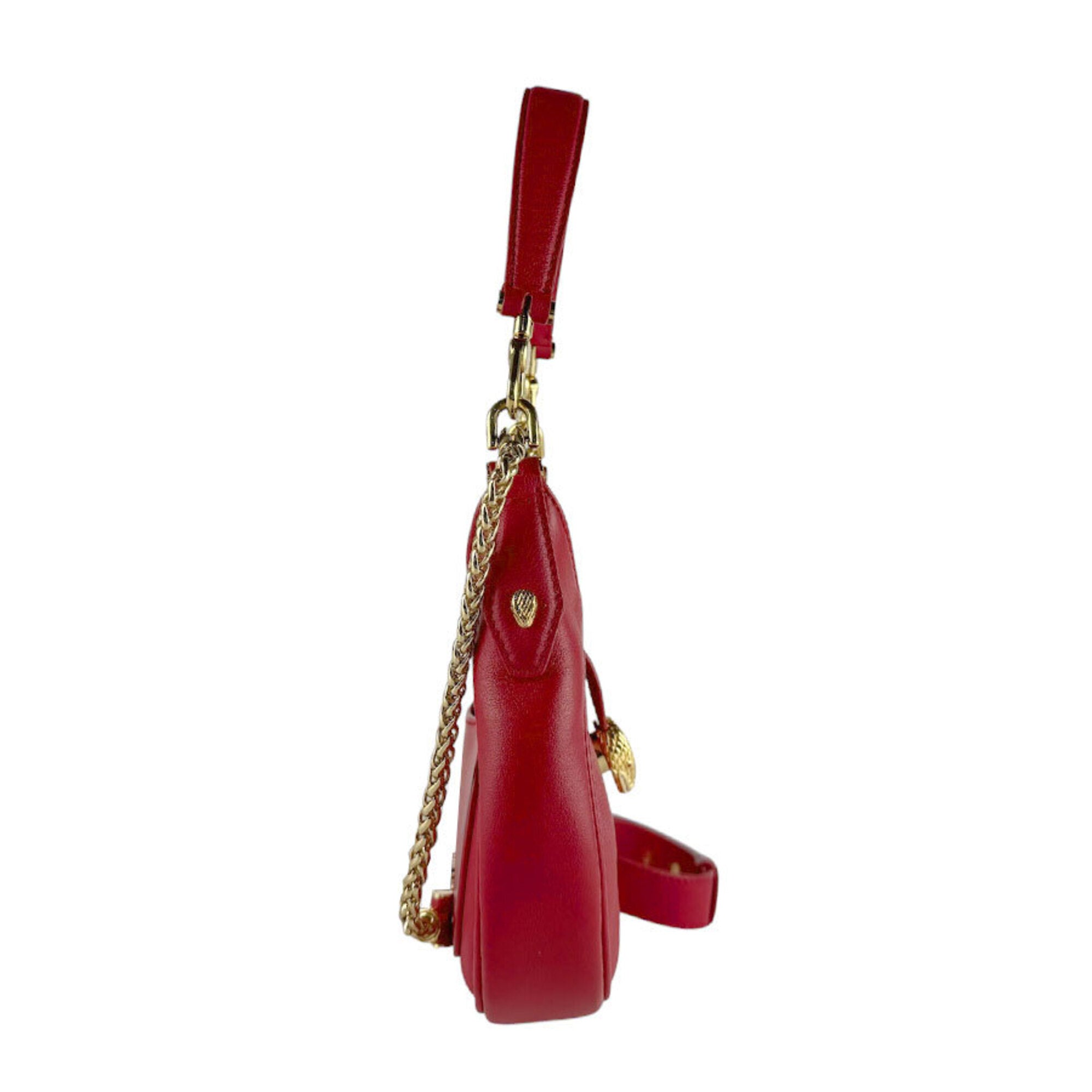 Bvlgari Red Color Leather Handbag Shoulder Bag (Pre-Owned)