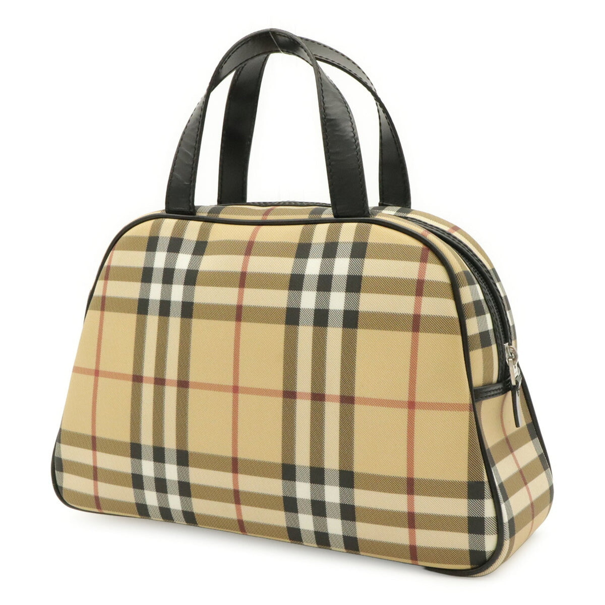 Burberry Beige Black Bordeaux Coated Canvas Pvc Leather Handbag (Pre-Owned)