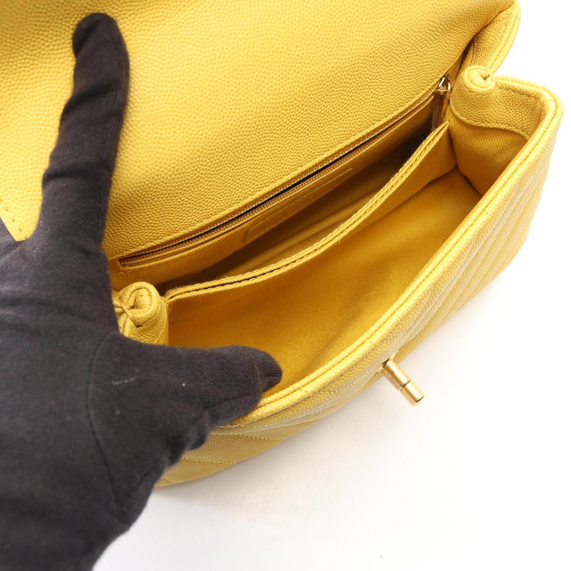 Chanel Yellow Grained Calfskin Handbag (Pre-Owned)