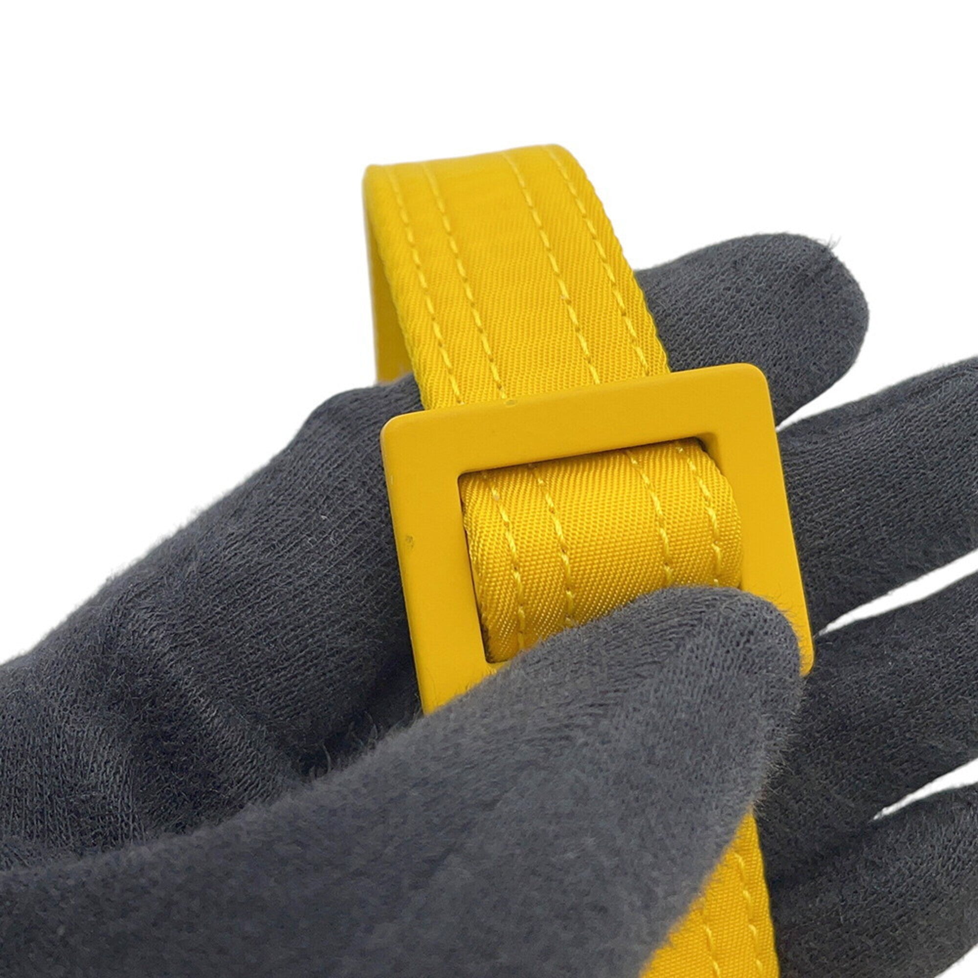 Fendi Yellow Nylon Leather Pouch Shoulder Bag (Pre-Owned)