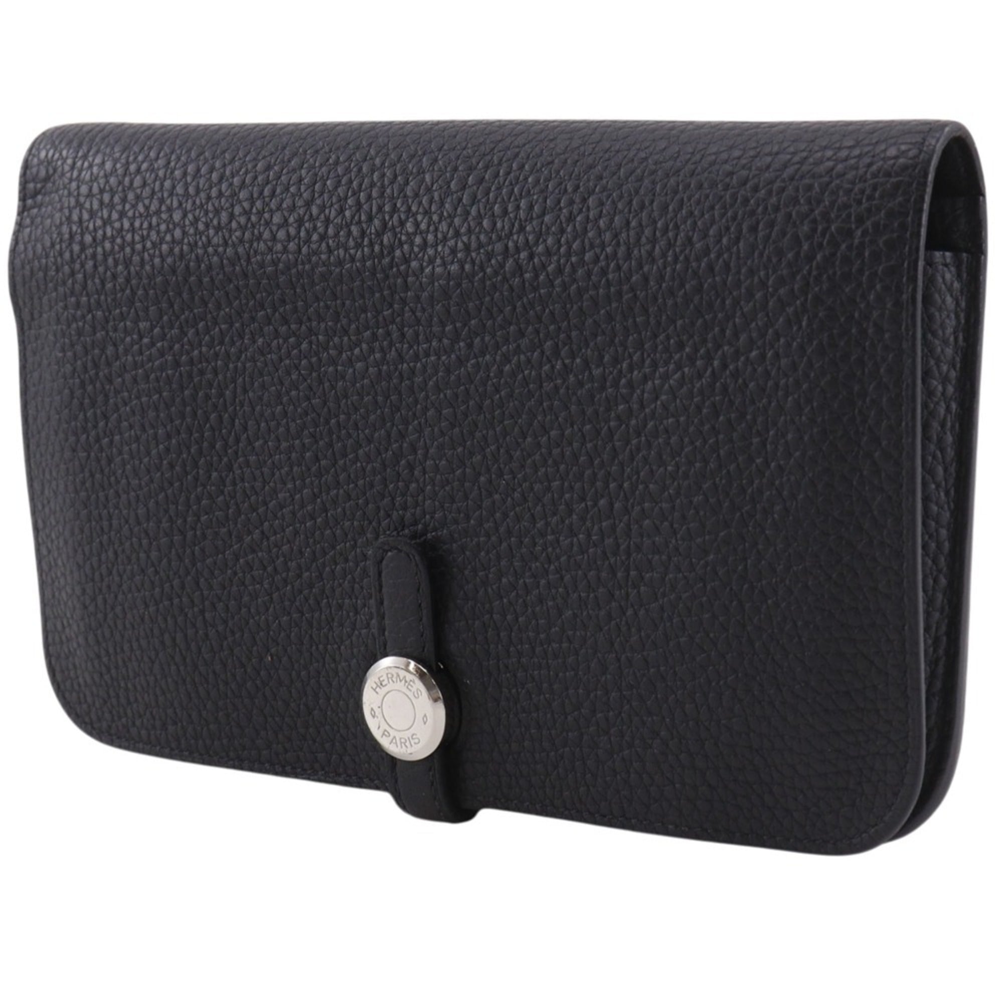 Hermes Dogon Duo Black Togo Leather Long Wallet (Bi-Fold) (Pre-Owned)