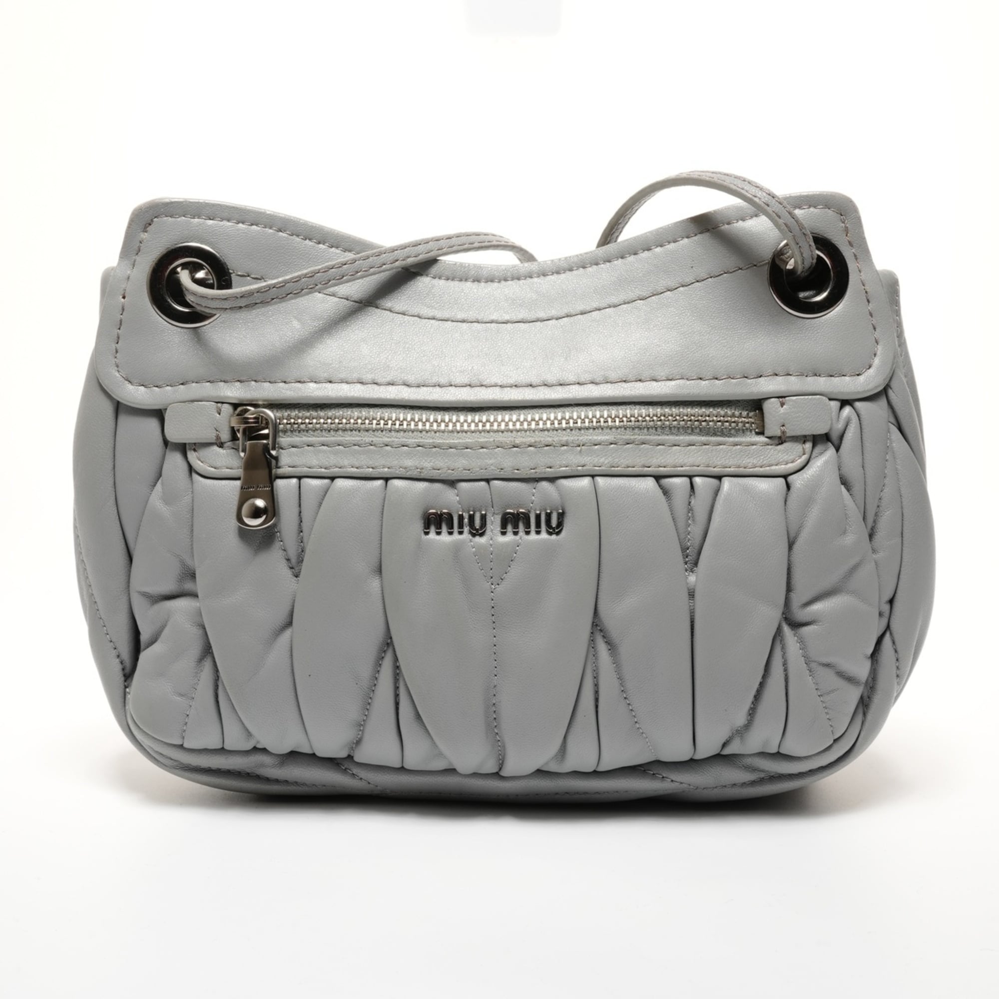 Miu Miu Matelasse Gray Shoulder Bag (Pre-Owned)
