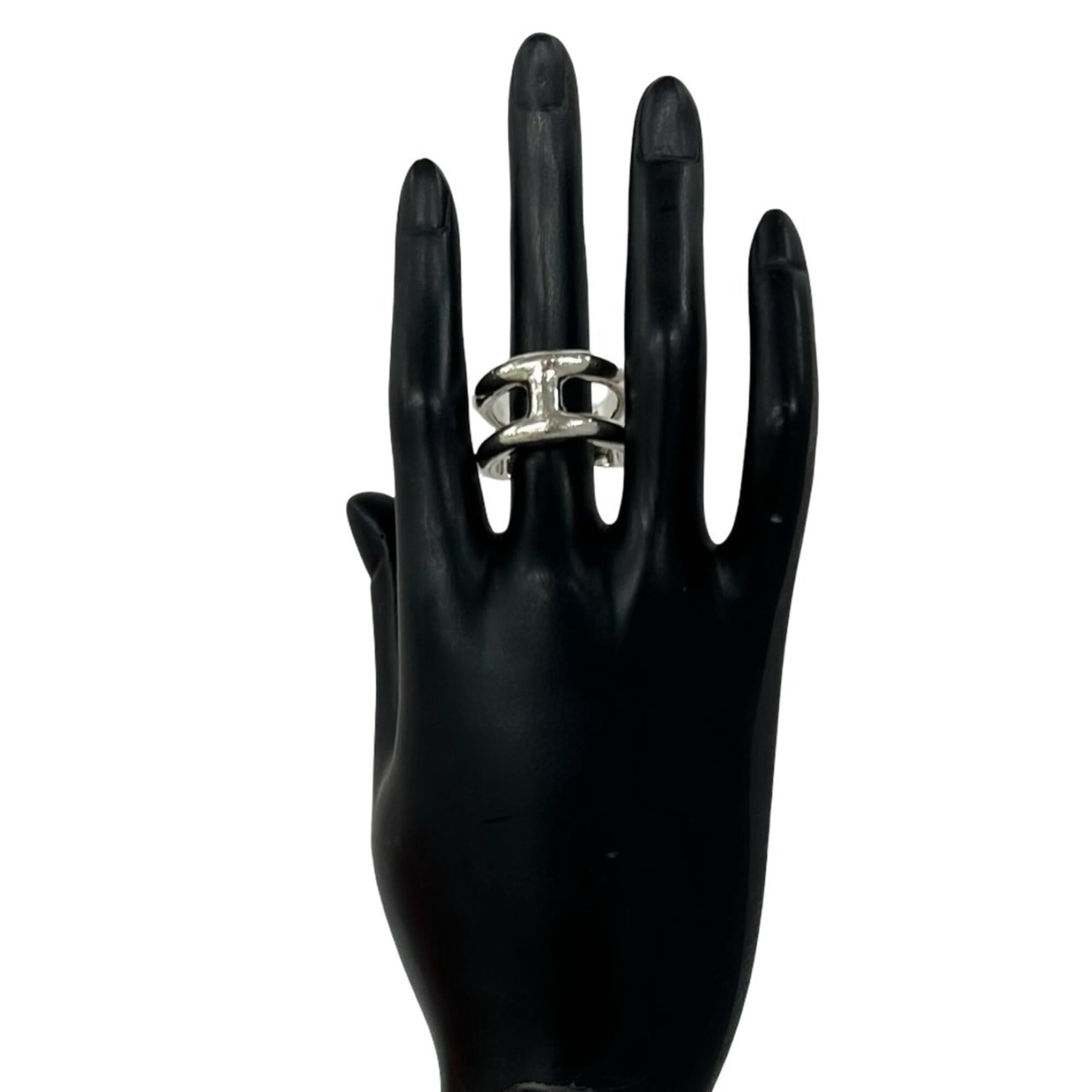 Hermes Silver Silver 925 Band Ring (Pre-Owned)