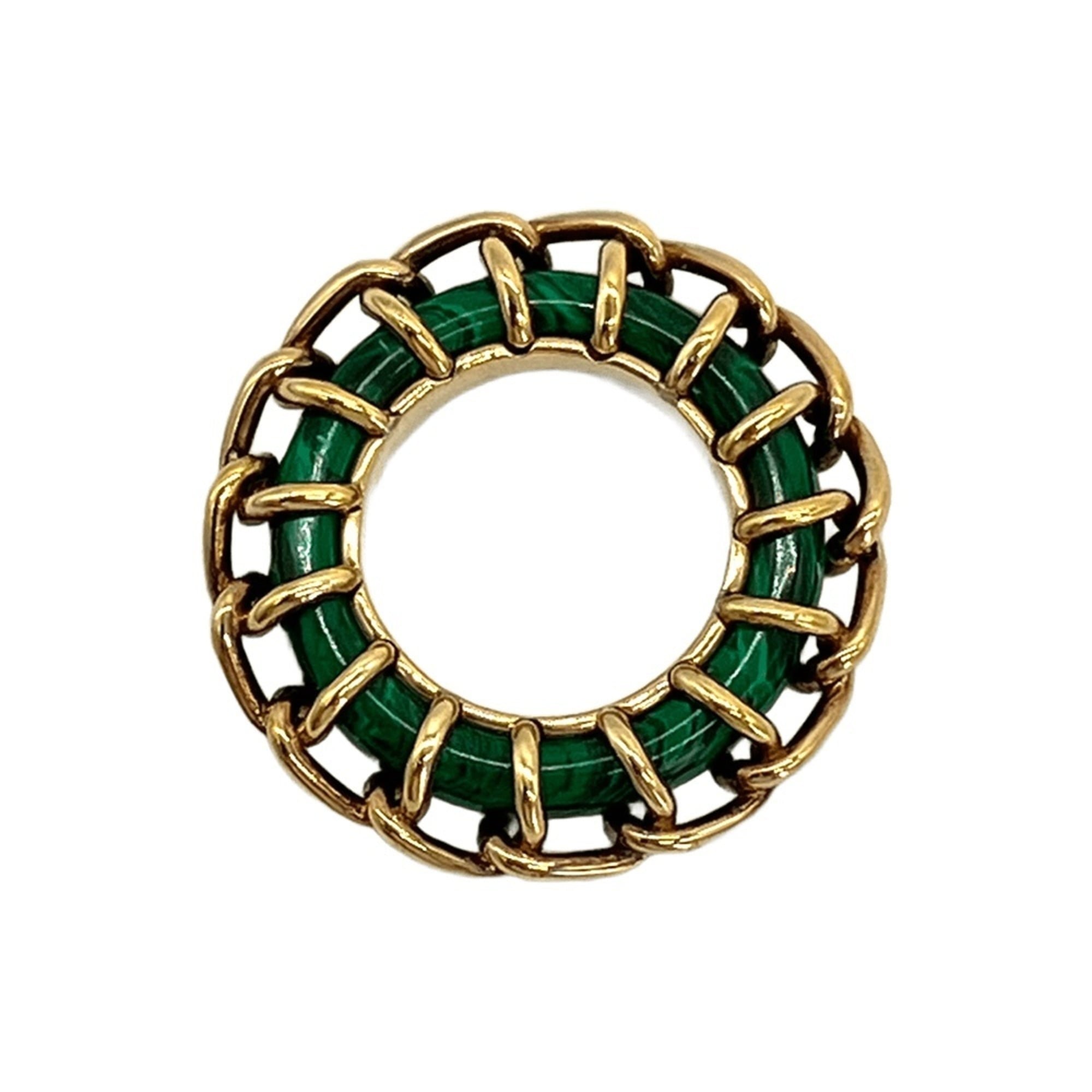 Bottega Veneta Green Resin Silver 925 Band Ring (Pre-Owned)