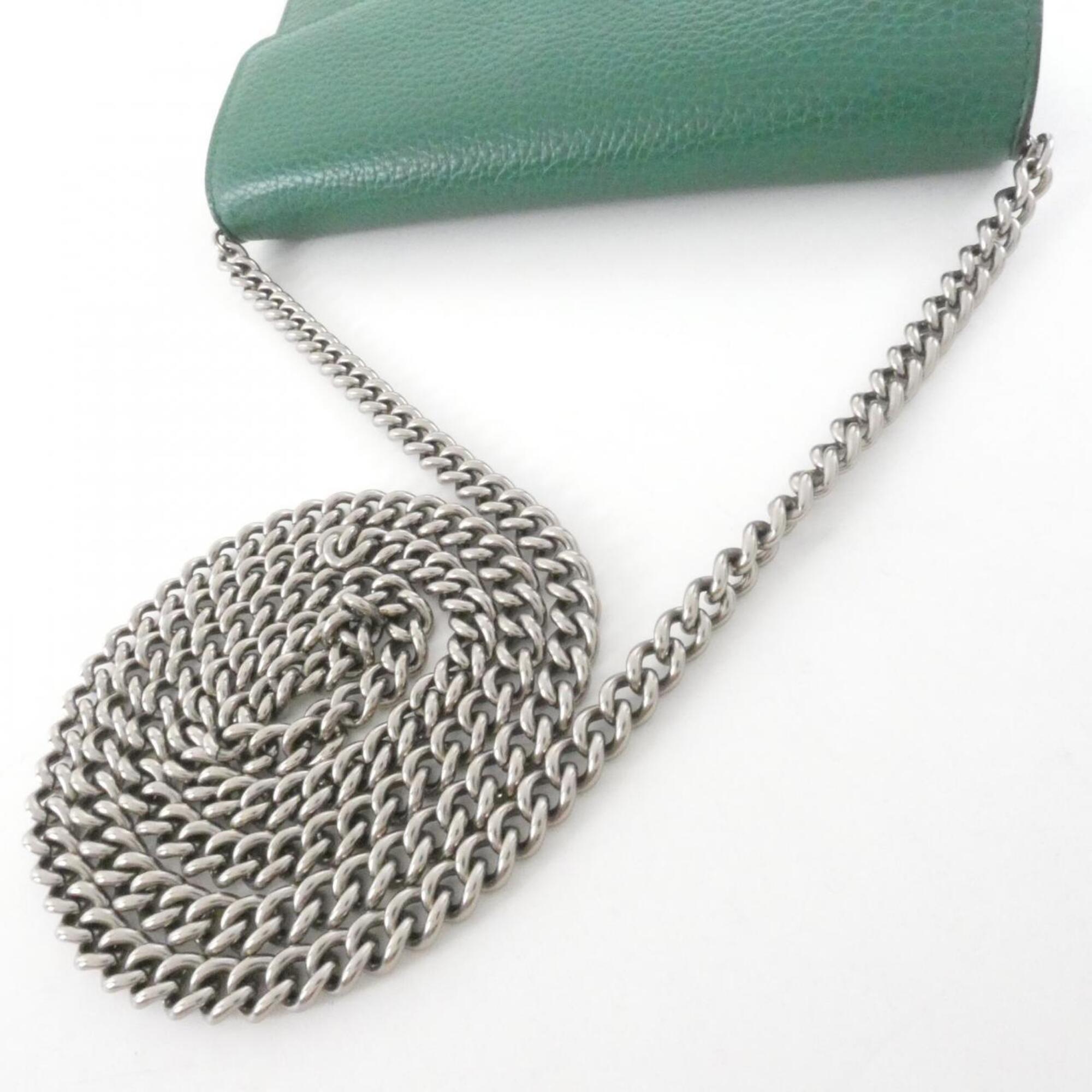 Gucci Emerald Green Leather Chain/Shoulder Wallet (Pre-Owned)