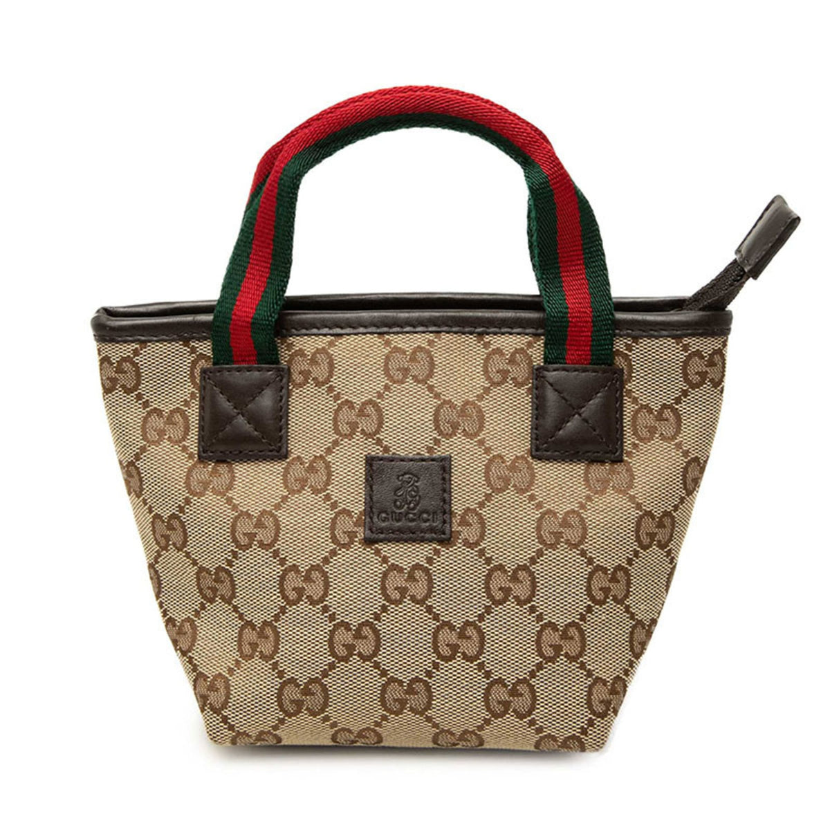 Gucci Beige Brown Canvas Leather Handbag Tote Bag (Pre-Owned)