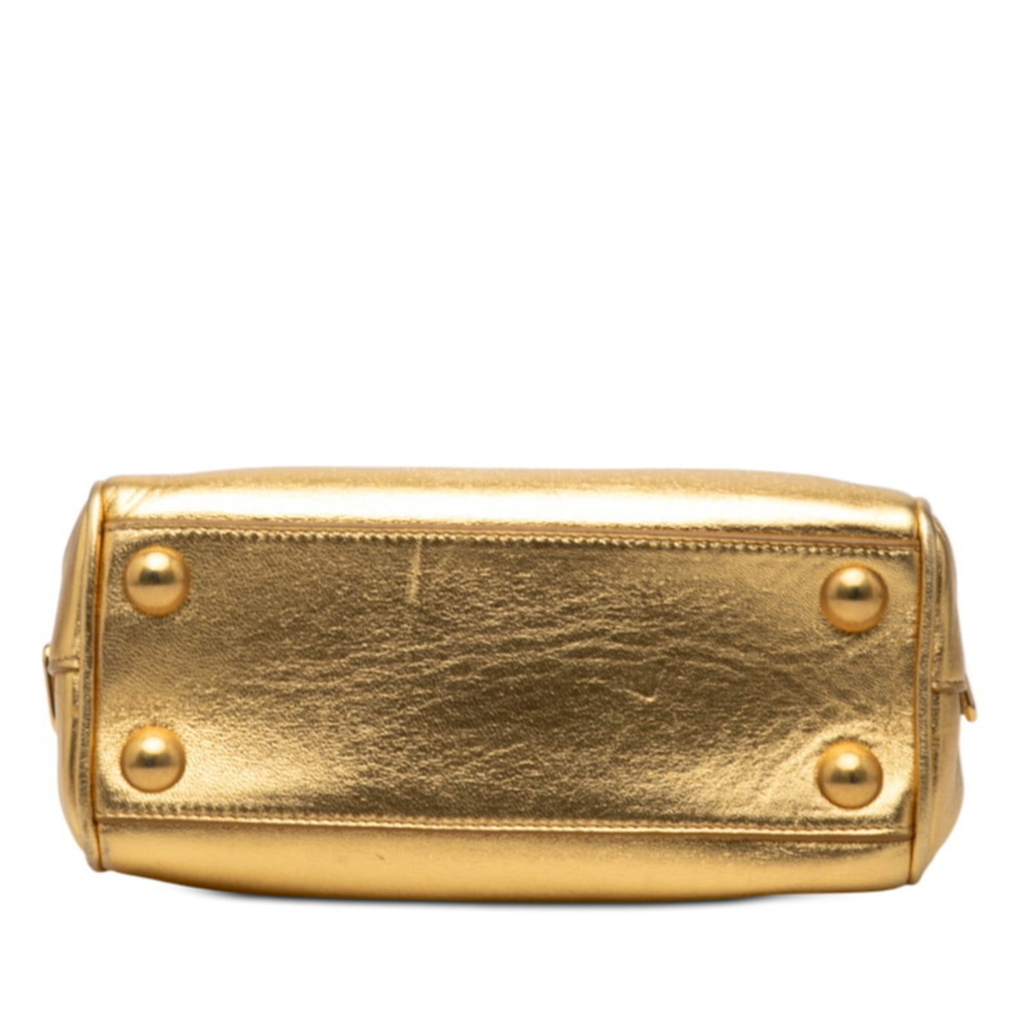 Saint Laurent Gold Leather Handbag Shoulder Bag (Pre-Owned)