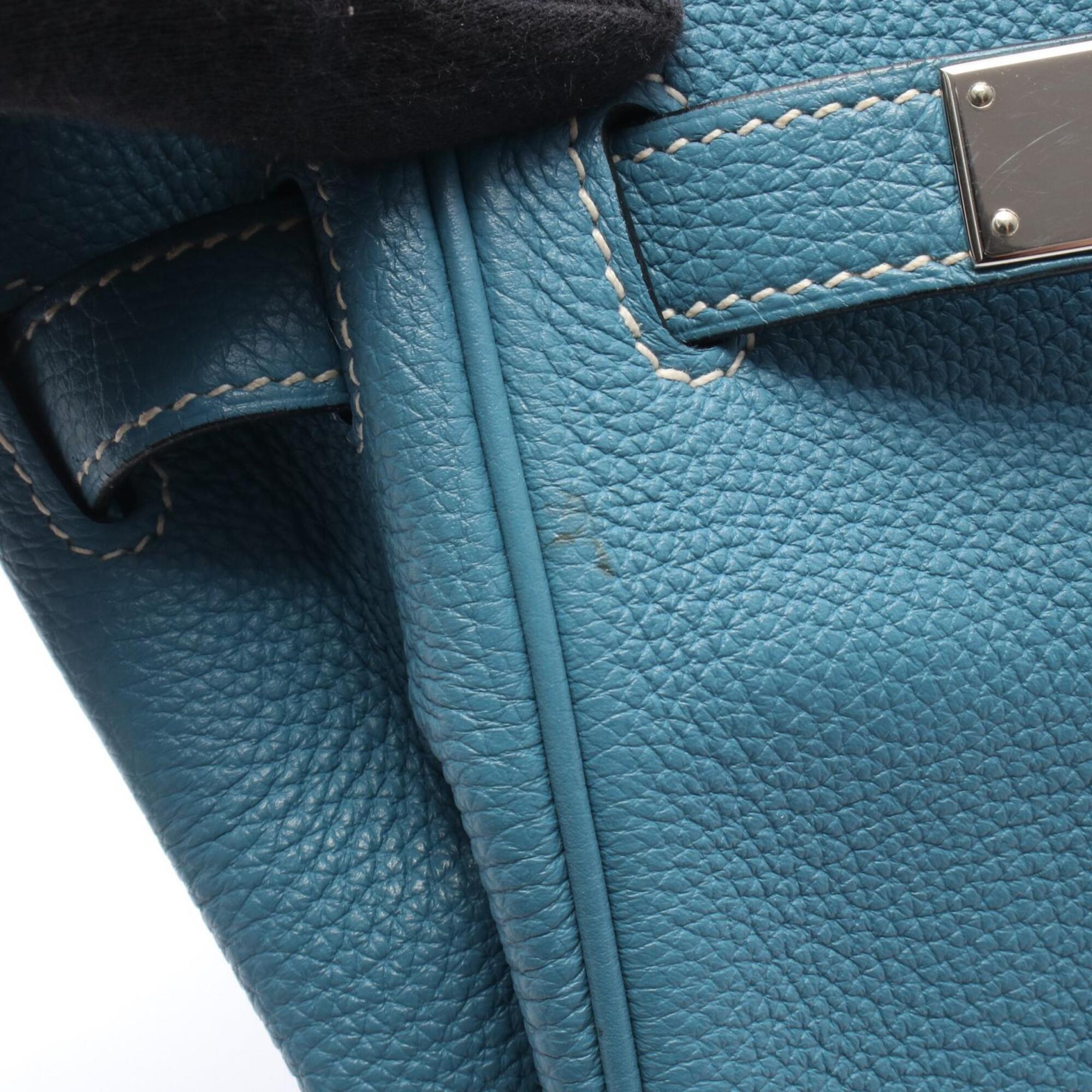 Hermes Blue Blue Jean Togo Leather Handbag (Pre-Owned)