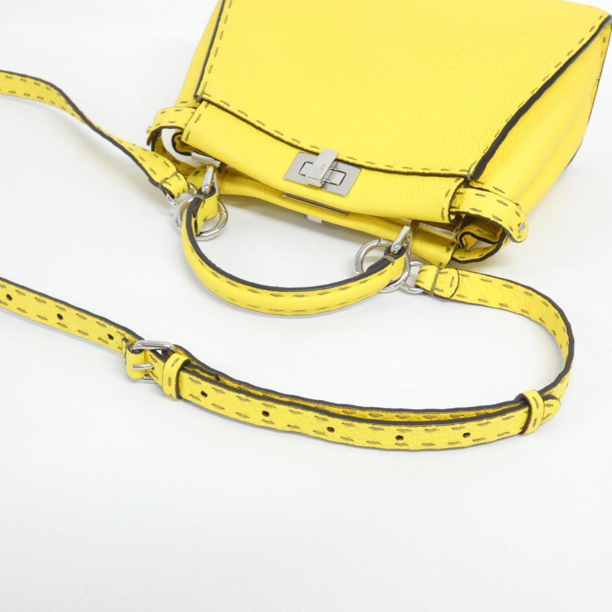 Fendi Selleria Yellow Leather Handbag (Pre-Owned)