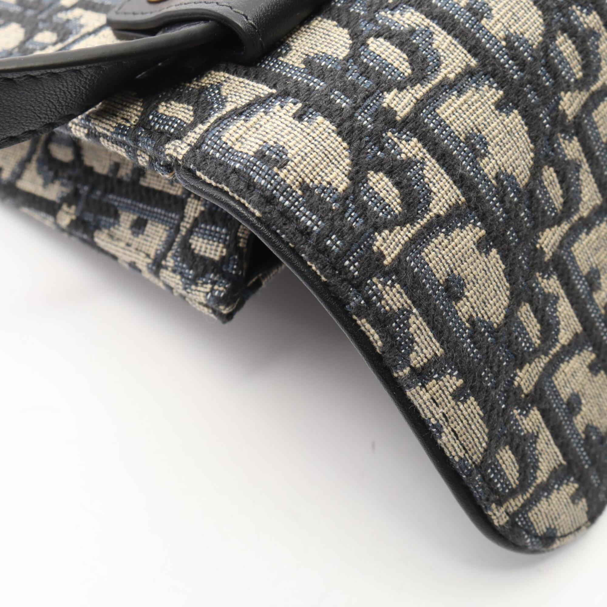 Christian Dior Beige Navy Canvas Leather Fanny Pack Handbag Saddle Bag (Pre-Owned)