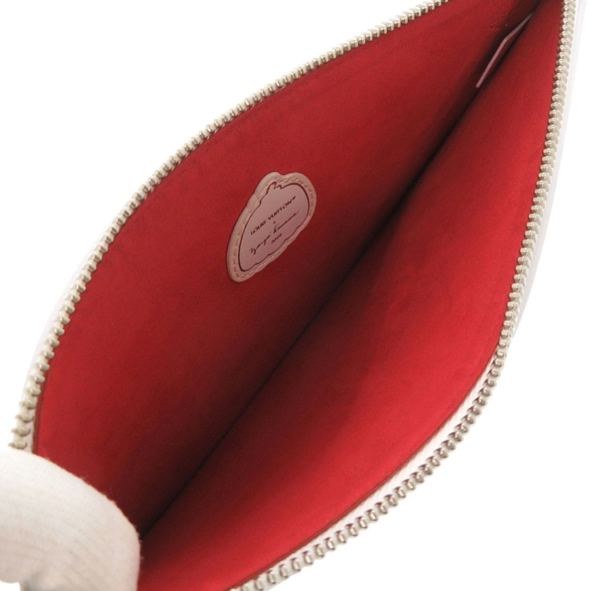 Louis Vuitton Red Color White Leather Pouch (Pre-Owned)