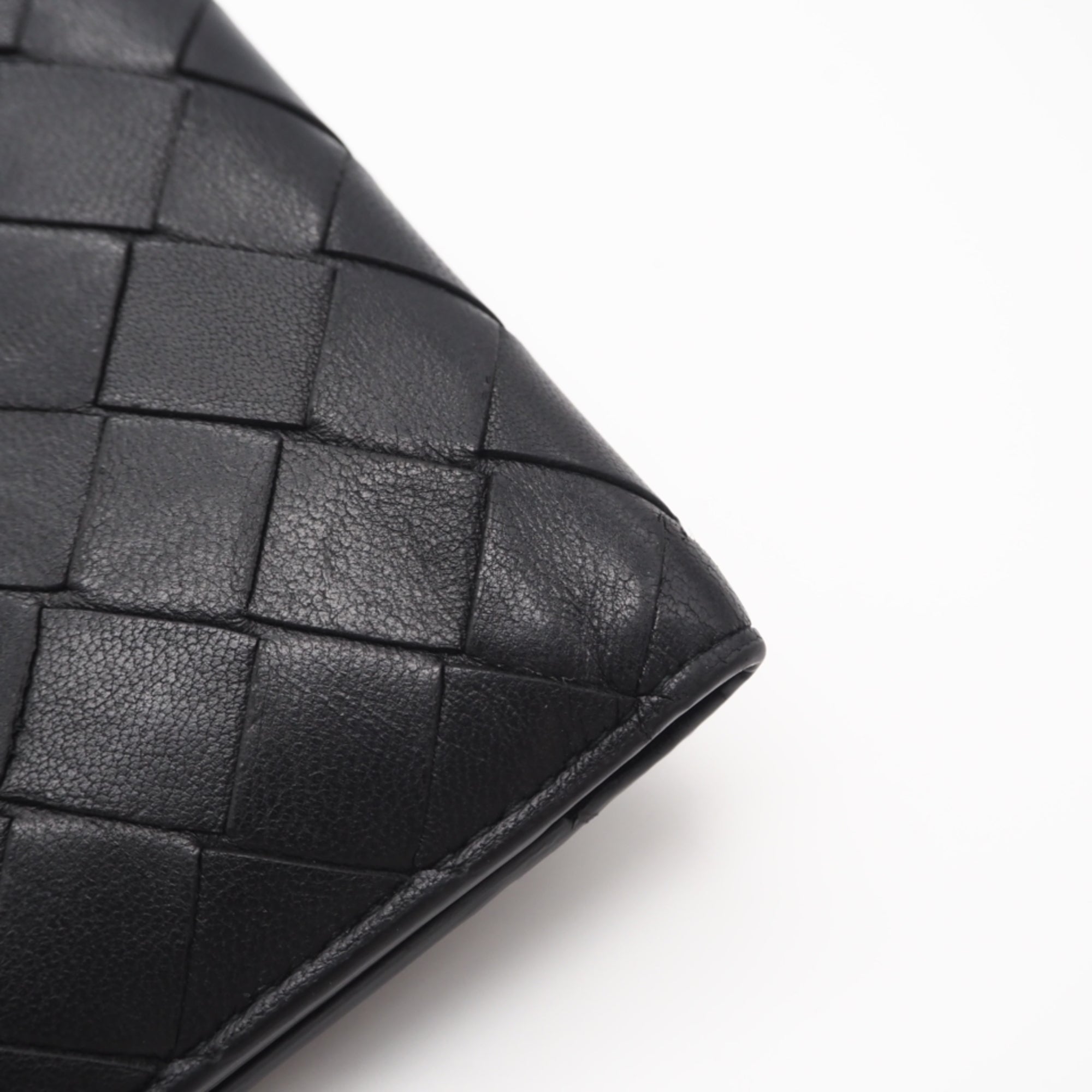 Bottega Veneta Intrecciato Black Leather Wallet (Bi-Fold) (Pre-Owned)