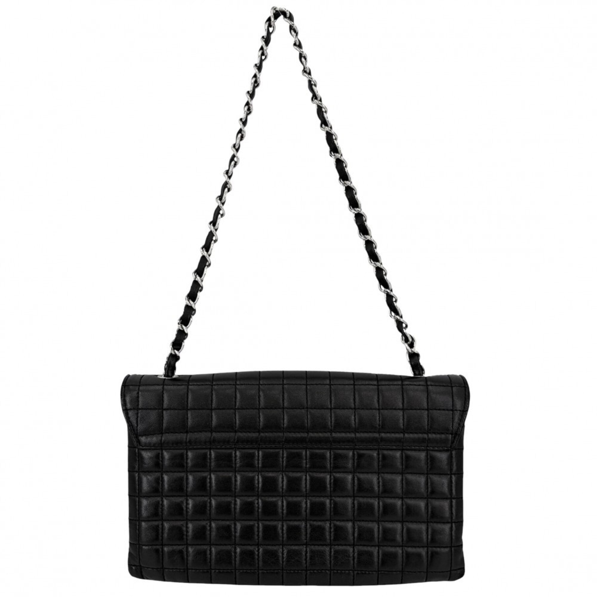 Chanel Chocolate Bar Black Leather Handbag Shoulder Bag (Pre-Owned)