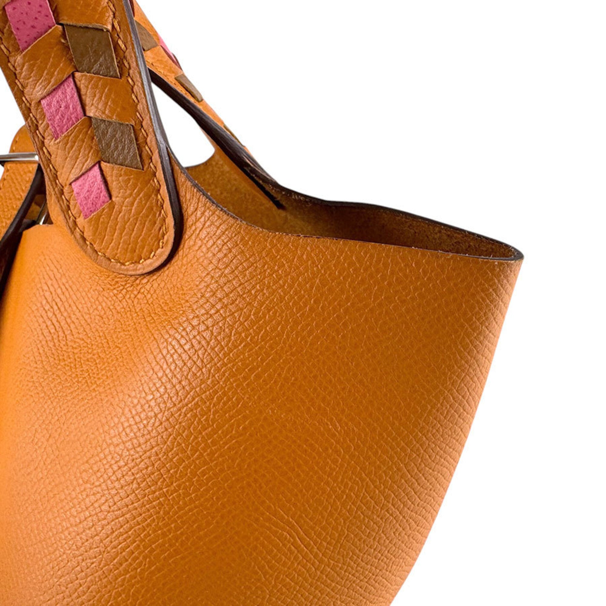 Hermes Brown Orange Rose Azalee Epsom Leather Handbag (Pre-Owned)