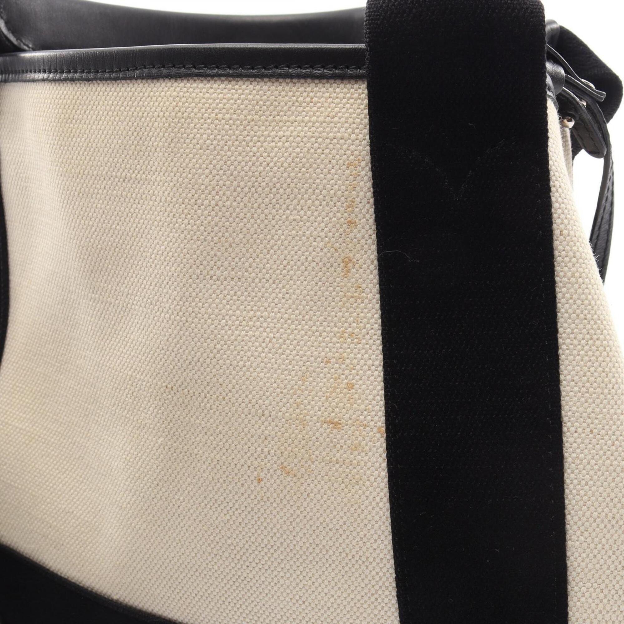 Balenciaga Black White Canvas Leather Handbag (Pre-Owned)