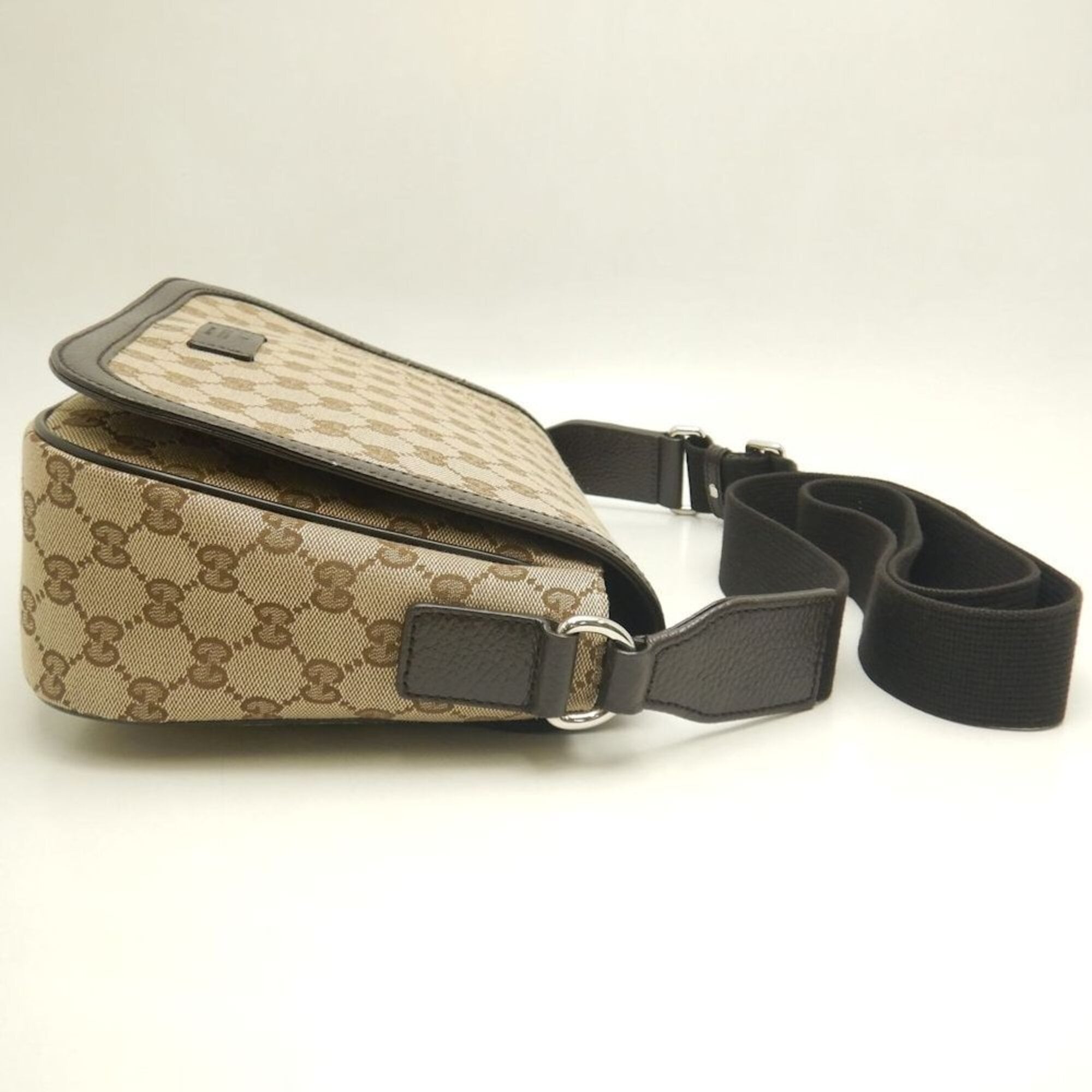 Gucci Gg Canvas Beige Gg Canvas Leather Shoulder Bag (Pre-Owned)