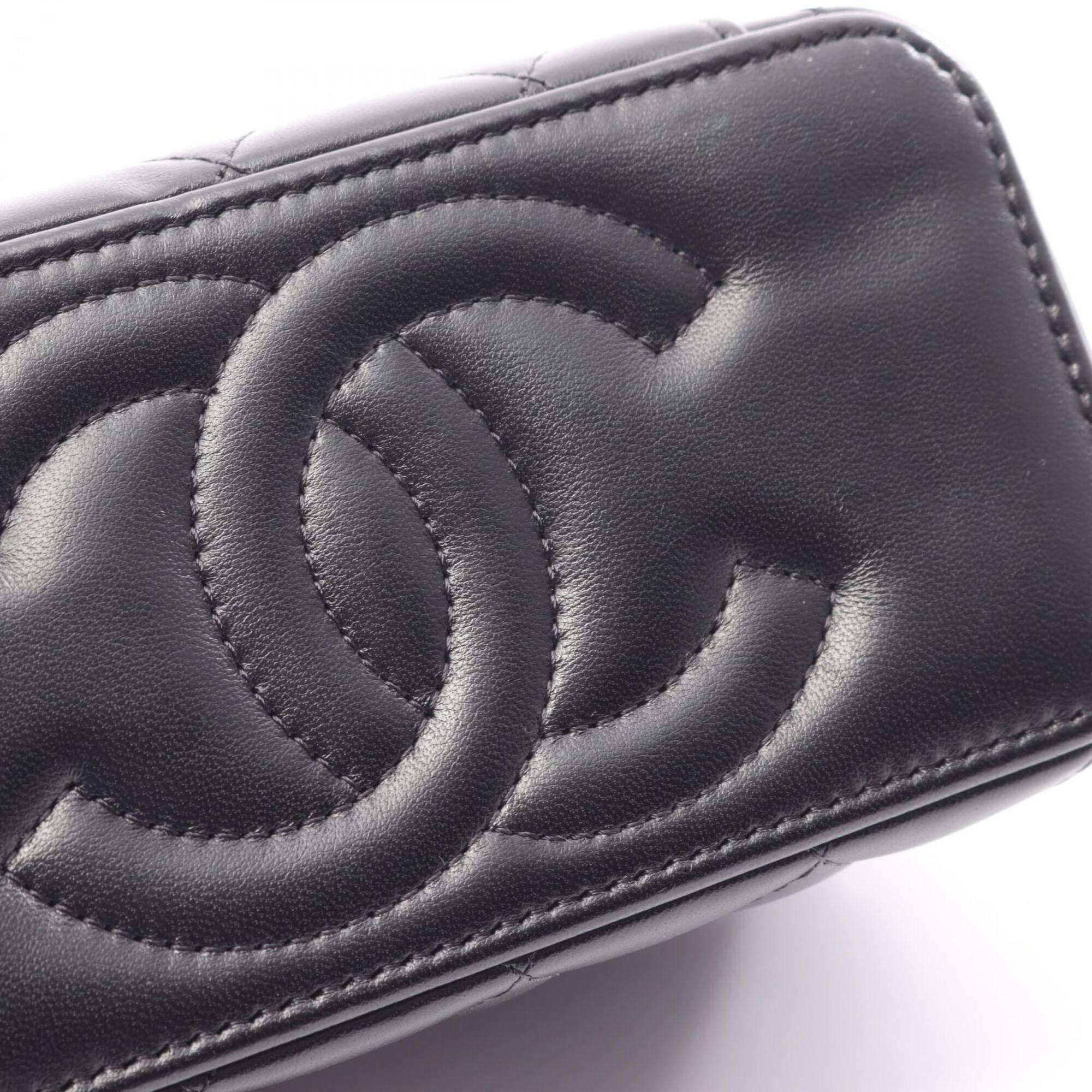 Chanel Black Leather Handbag Shoulder Bag Vanity Bag (Pre-Owned)