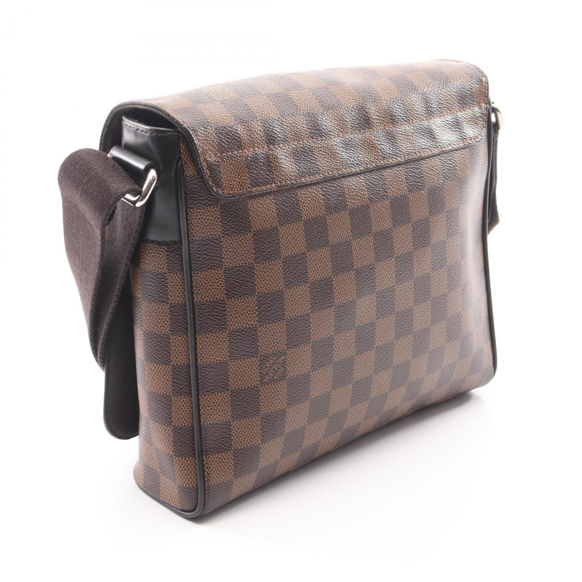 Louis Vuitton Black Brown Damier Canvas Coated Canvas Leather Handbag Shoulder Bag (Pre-Owned)