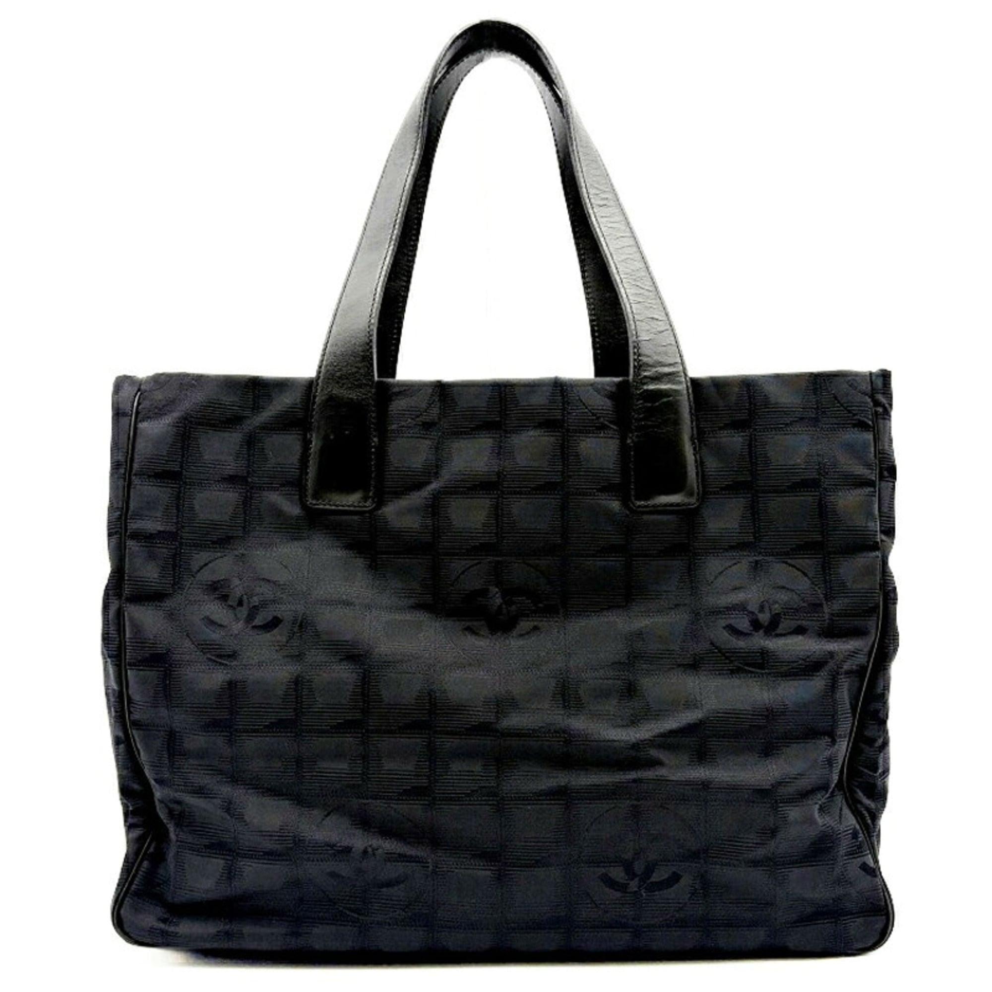 Chanel Black Nylon Jacquard Leather Tote Bag (Pre-Owned)