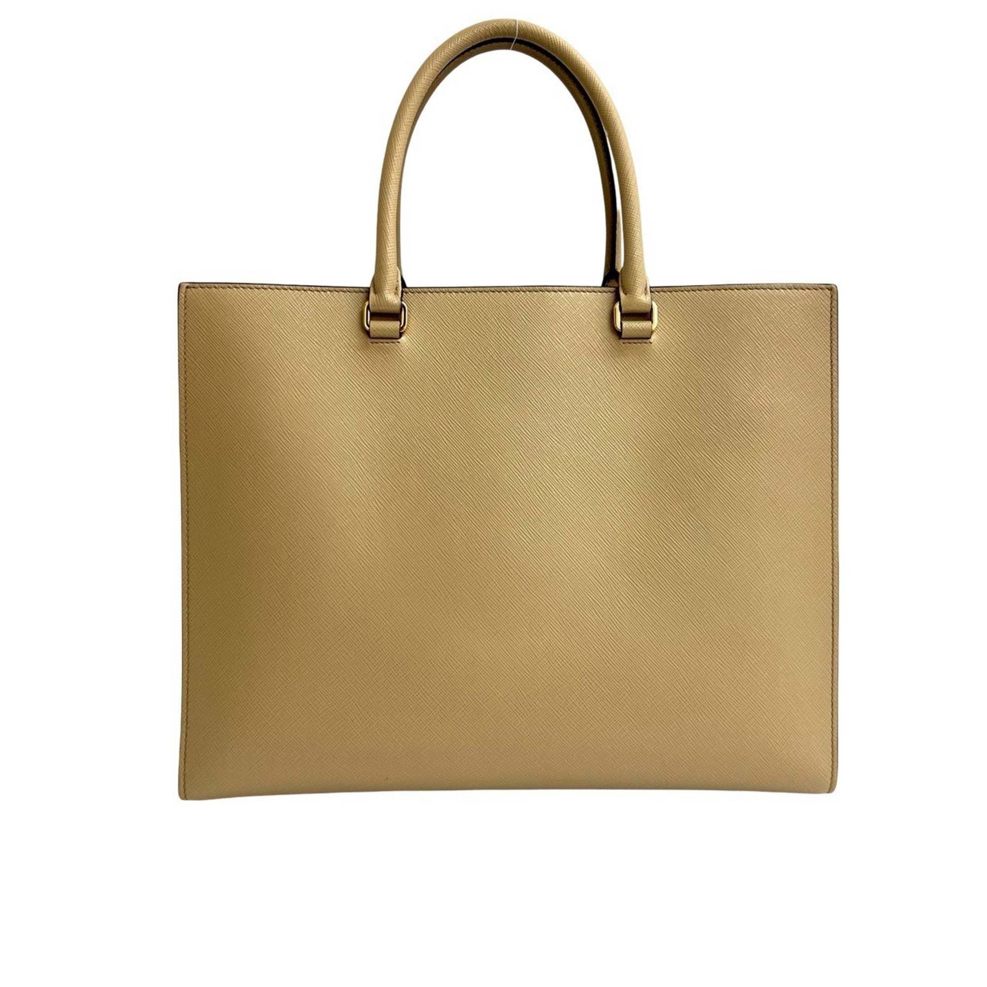 Prada Beige Leather Handbag Shoulder Bag Tote Bag (Pre-Owned)