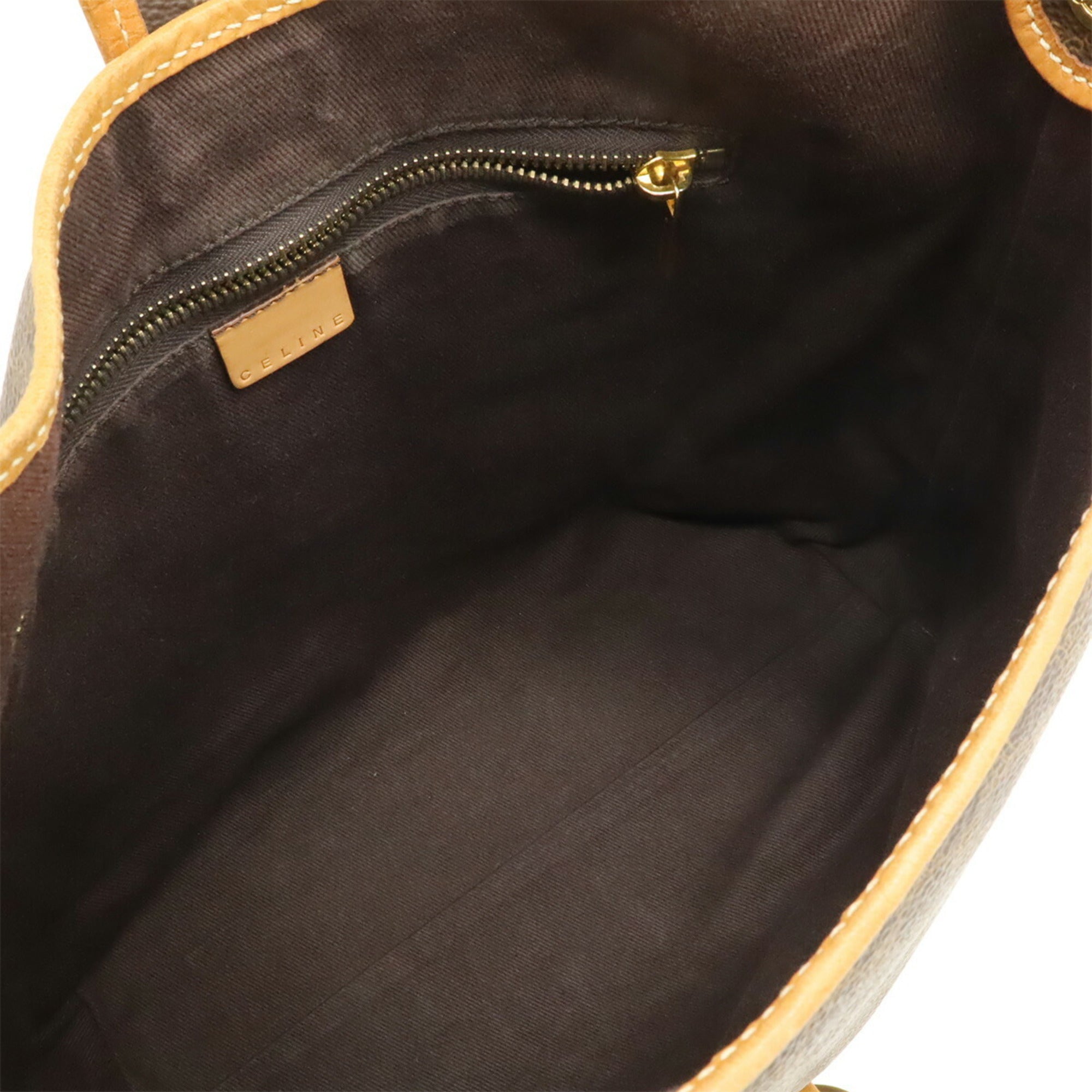 Celine Black Brown Dark Brown Coated Canvas Leather Pochette Shoulder Bag (Pre-Owned)