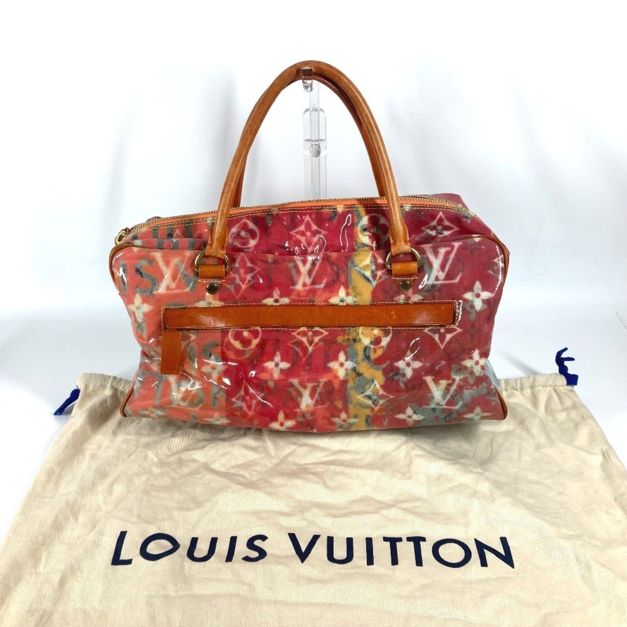 Louis Vuitton Orange Vinyl Leather Boston Bag Handbag Tote Bag (Pre-Owned)