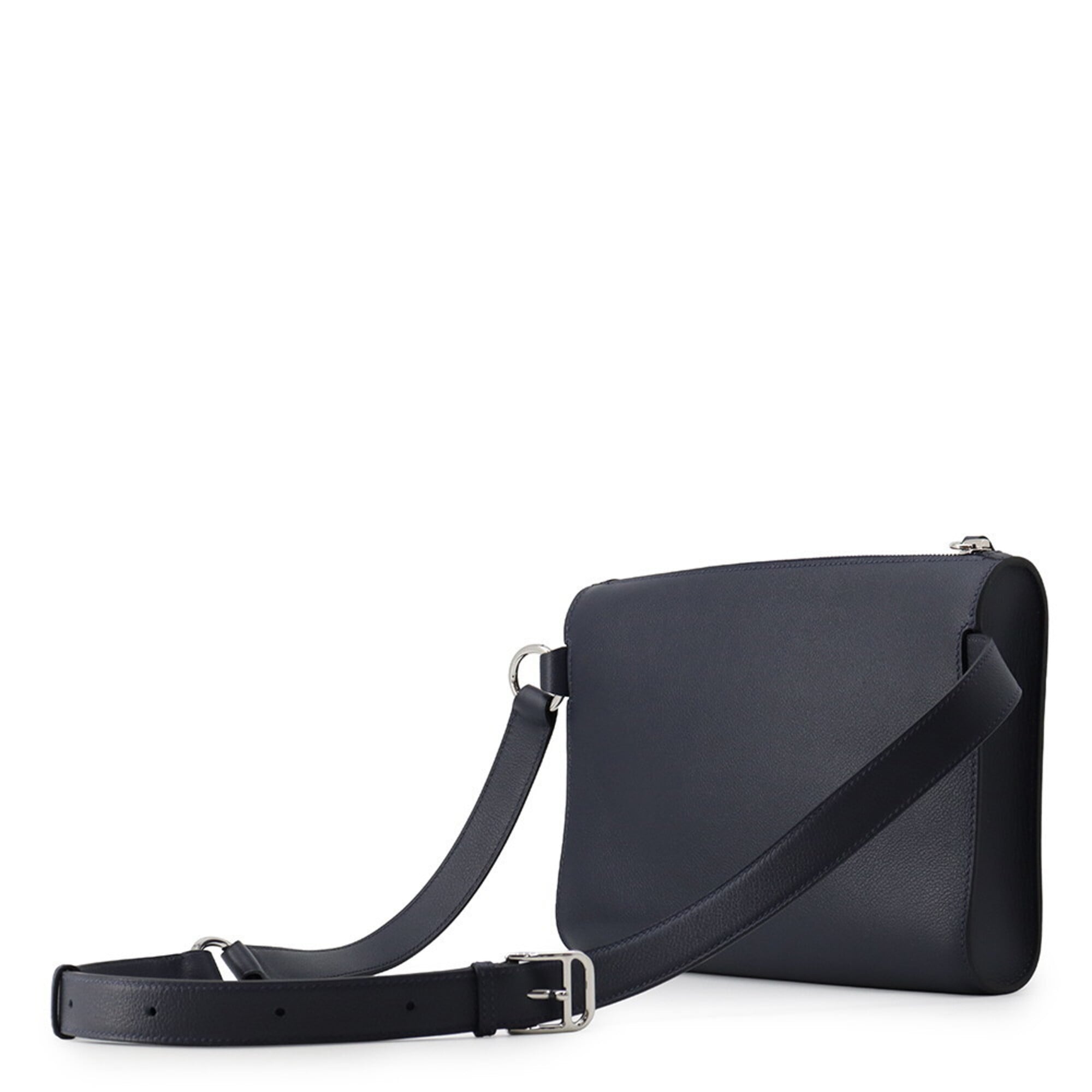 Hermes Blue Navy Evergrain Leather Clutch Bag Shoulder Bag (Pre-Owned)