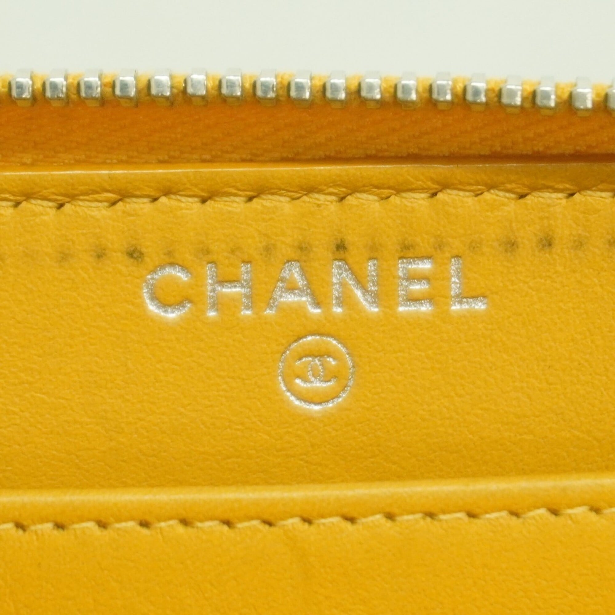 Chanel Orange Grained Calfskin Long Wallet (Bi-Fold) (Pre-Owned)