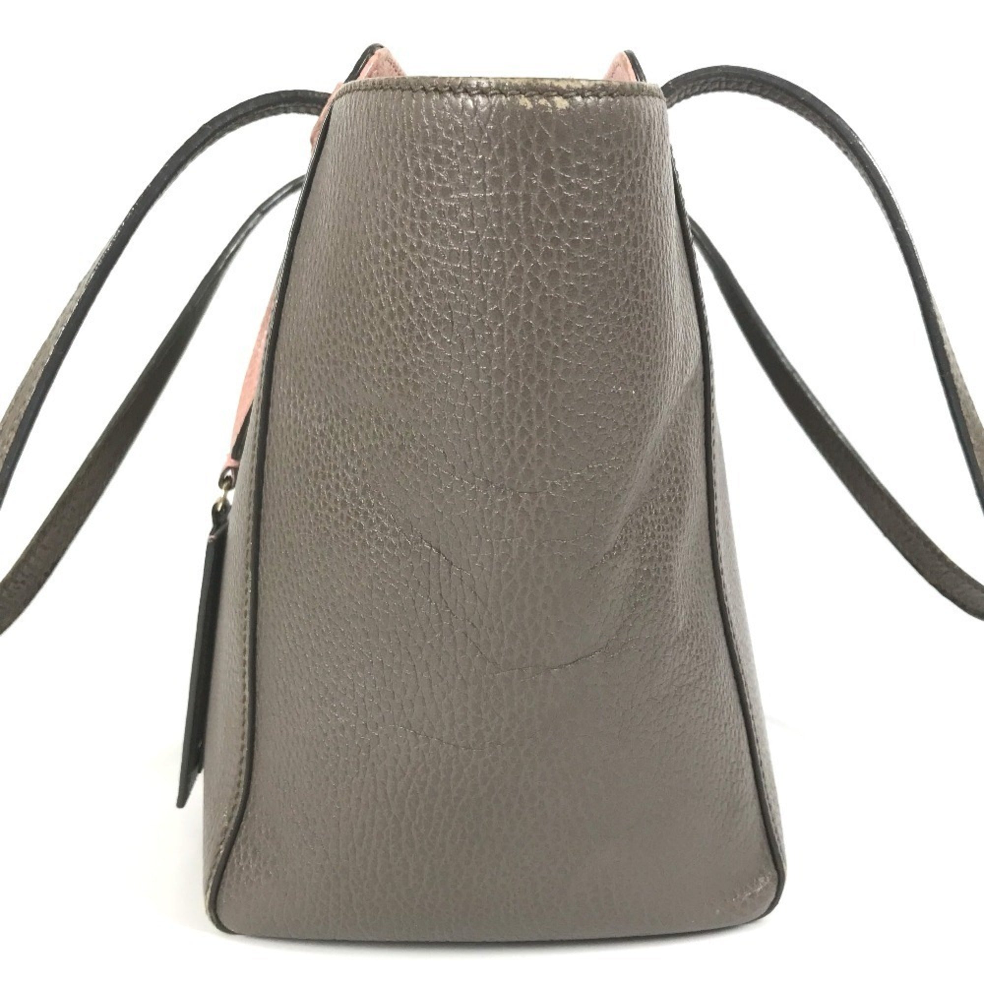 Gucci Gray Pink Leather Shoulder Bag Tote Bag (Pre-Owned)