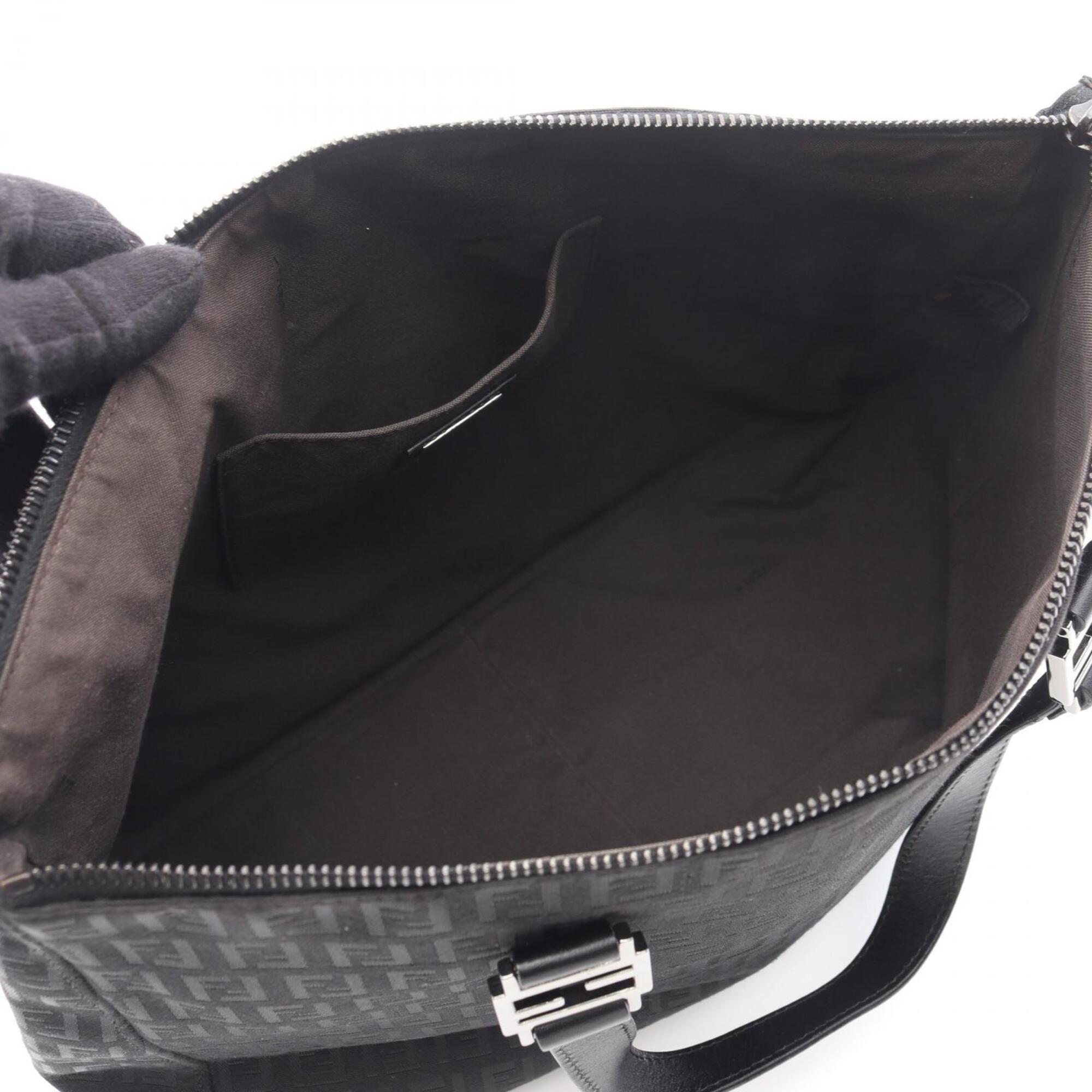 Fendi Black Canvas Leather Handbag Tote Bag (Pre-Owned)